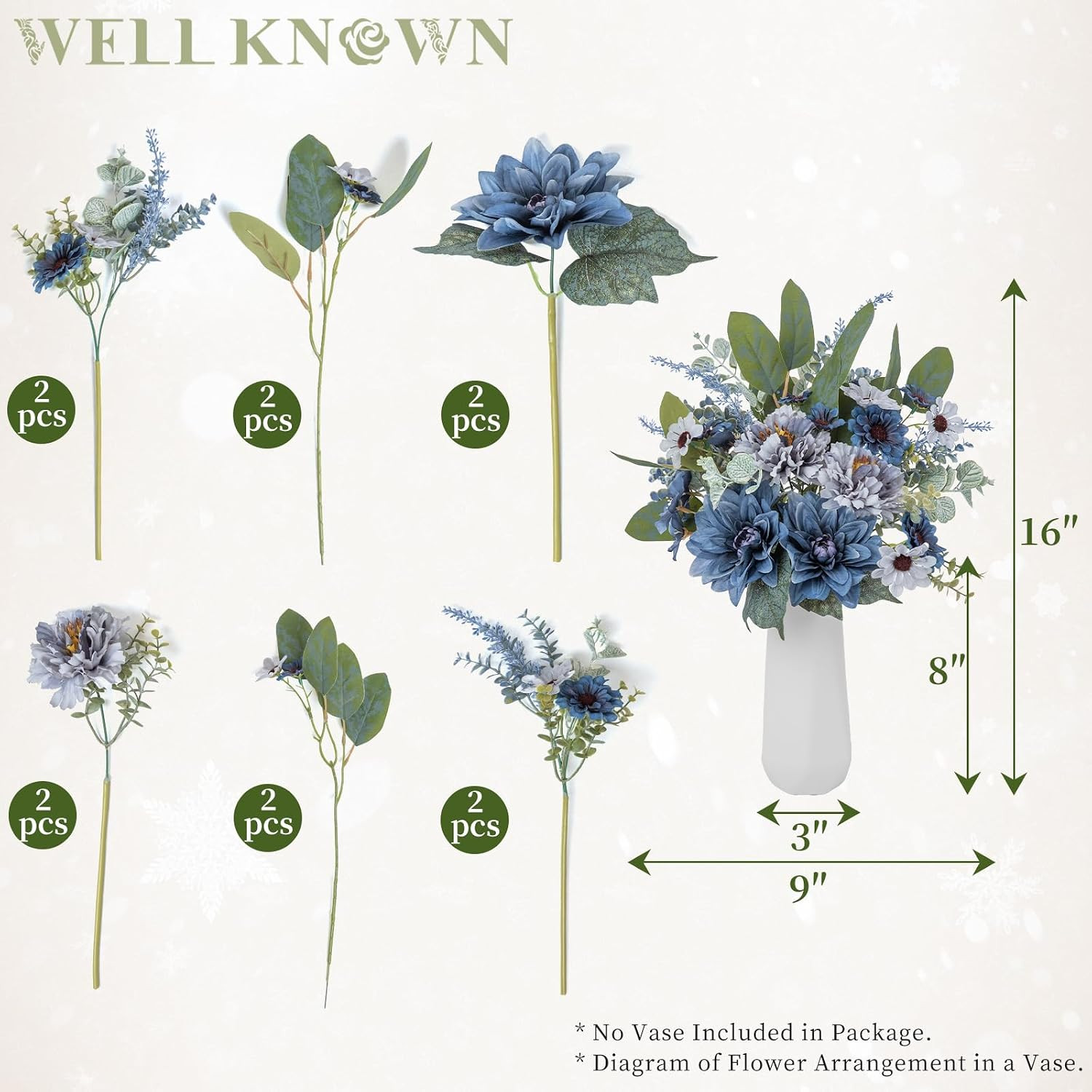 Blue Silk Flower Bouquet for Vase – Perfect for Home Decor & Gifts