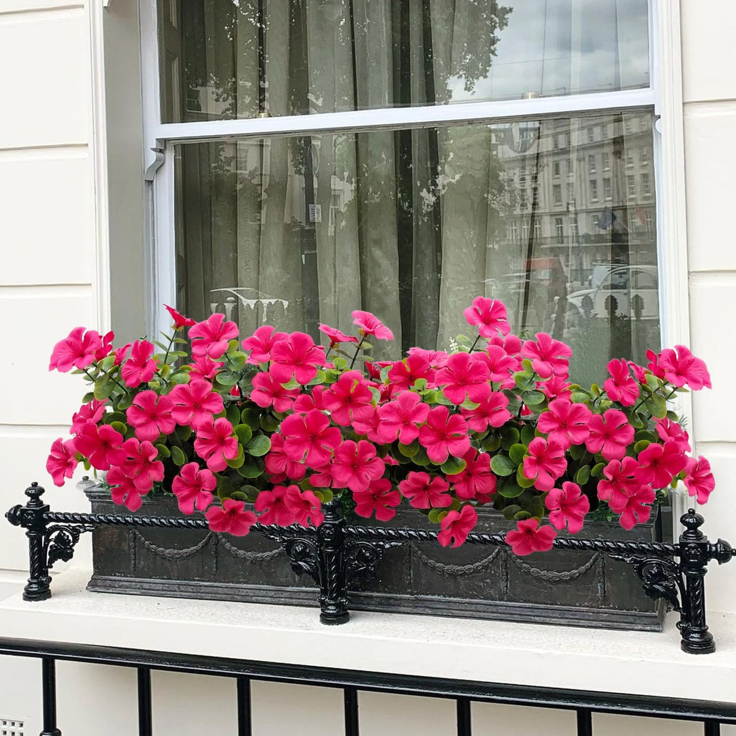 4 Bundles Large Artificial Geranium Flowers for Outdoors UV Resistant Faux Si…