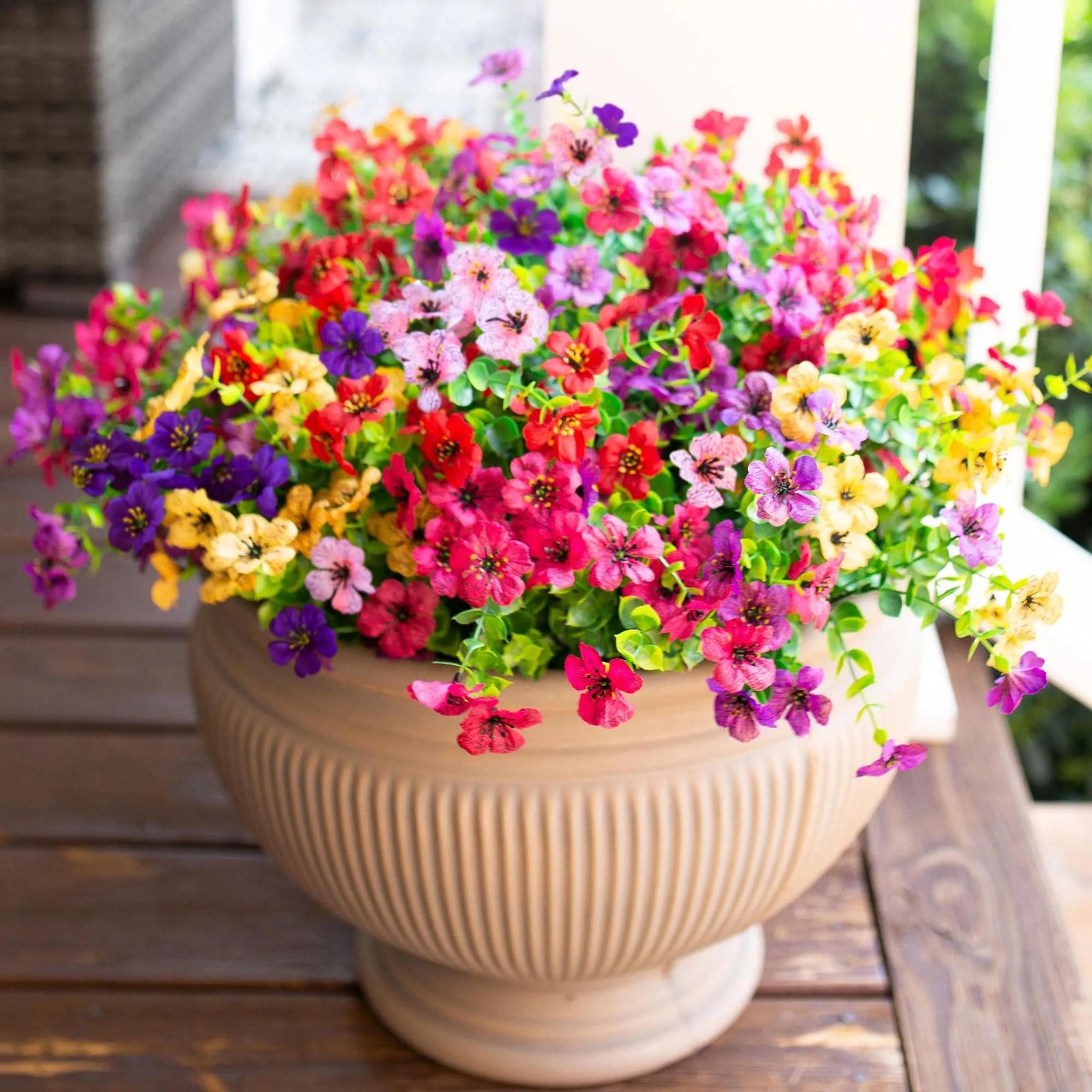 4PCS Artificial Greenery Shrubs – UV Resistant Fake Flowers for Garden & Home