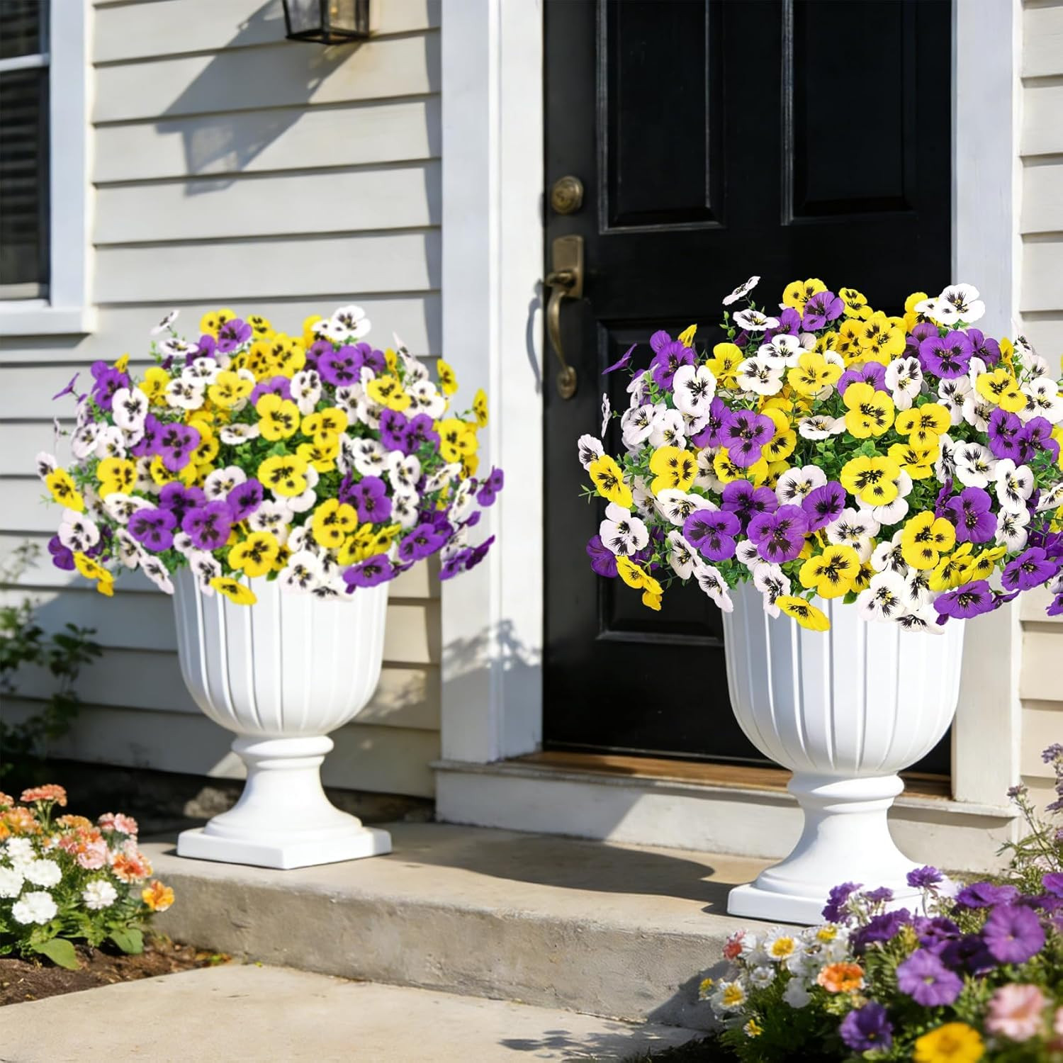 Ouddy Decor 20 Bundles Artificial Pansy Flowers for Outdoors, Fake Silk Flowers
