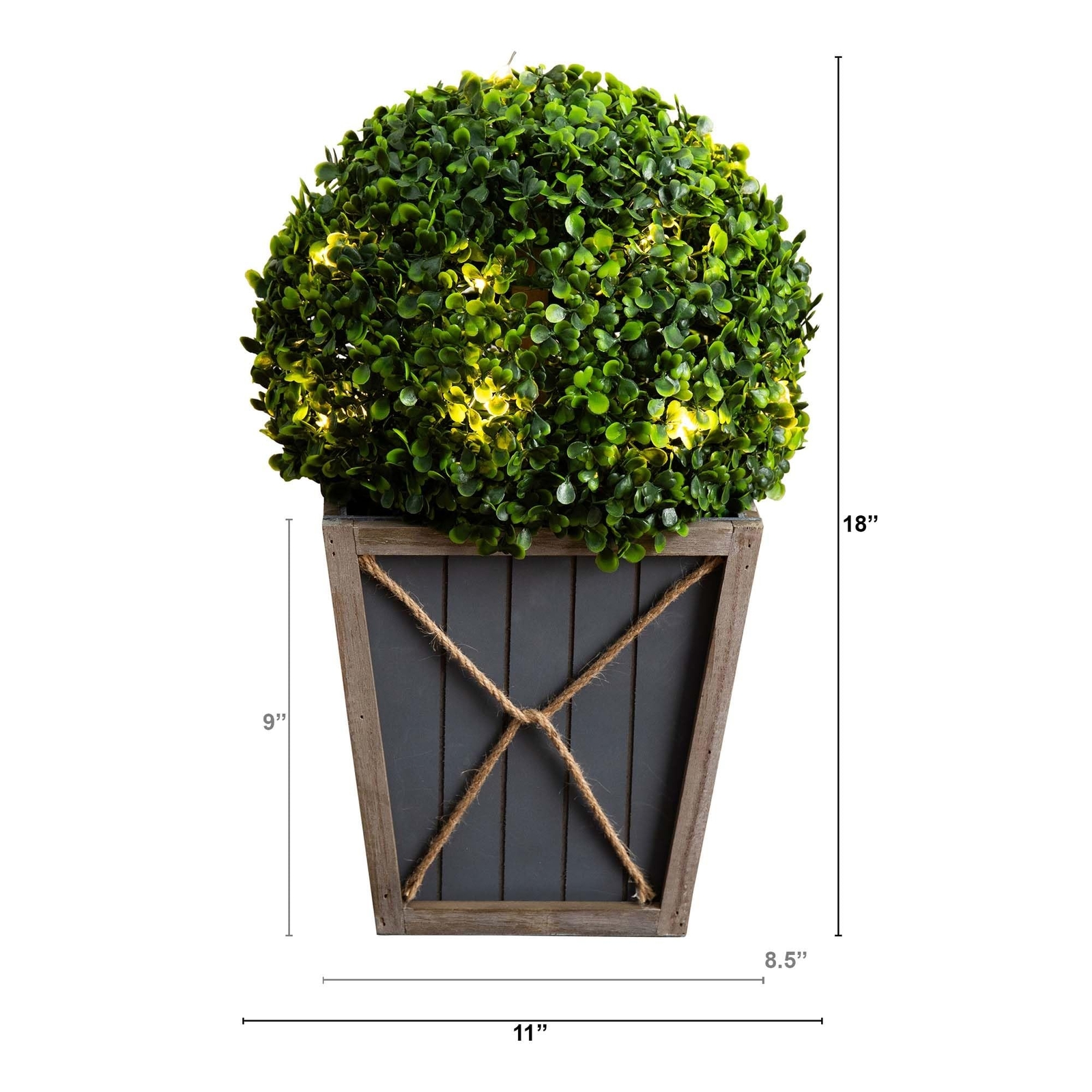 Nearly Natural 18in. UV Resistant Artificial Boxwood Ball Topiary with LED Li…