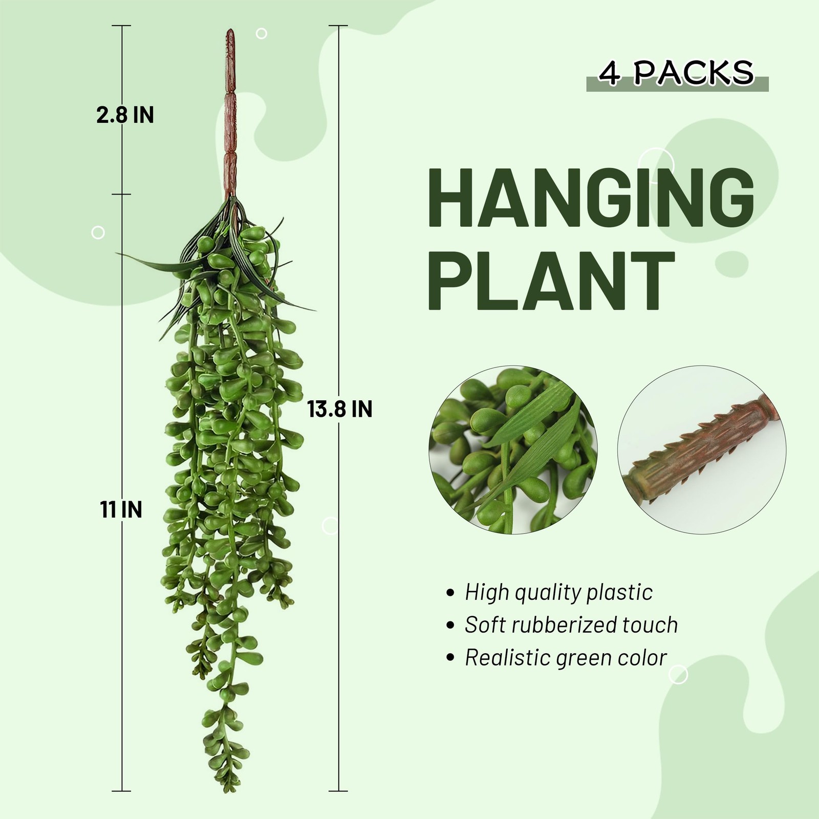 Meiliy 4pcs Artificial Succulent Plants Hanging Succulent Plants Faux Succulents