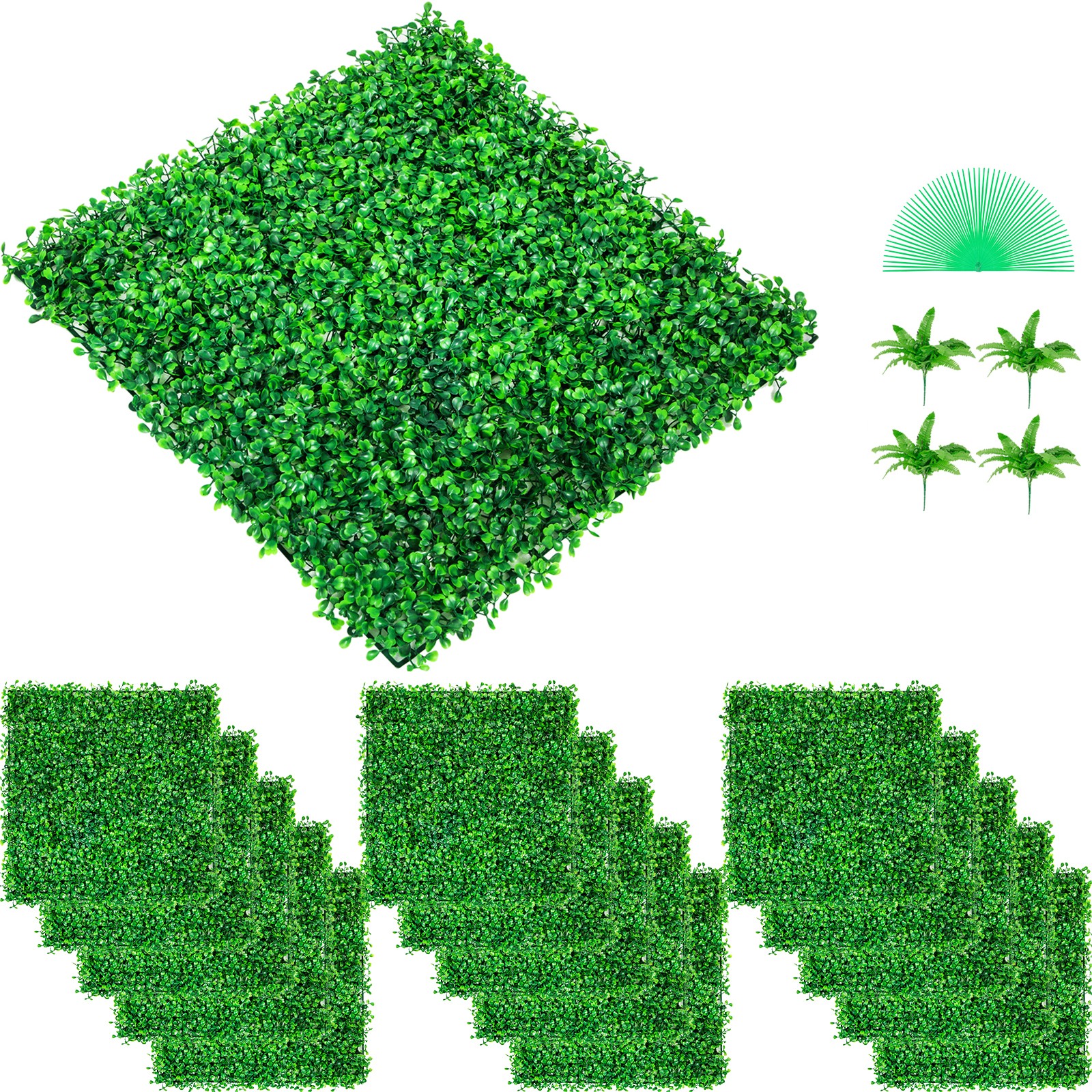 Uimoso 48pcs UV-Resistant Boxwood Panels, 10″ x 10″ for Privacy Fences