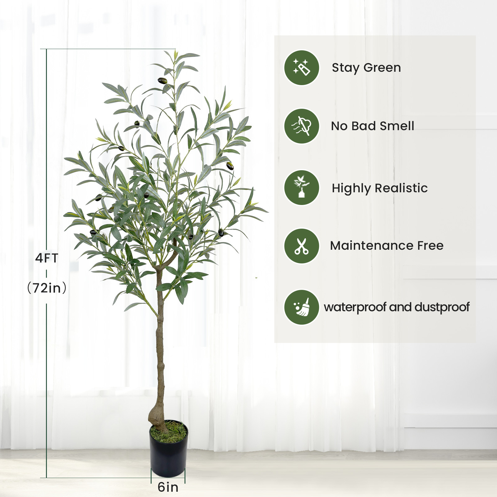 120cm Detachable Artificial OliveTree Potted Faux Greenery for Indoor Home Decor