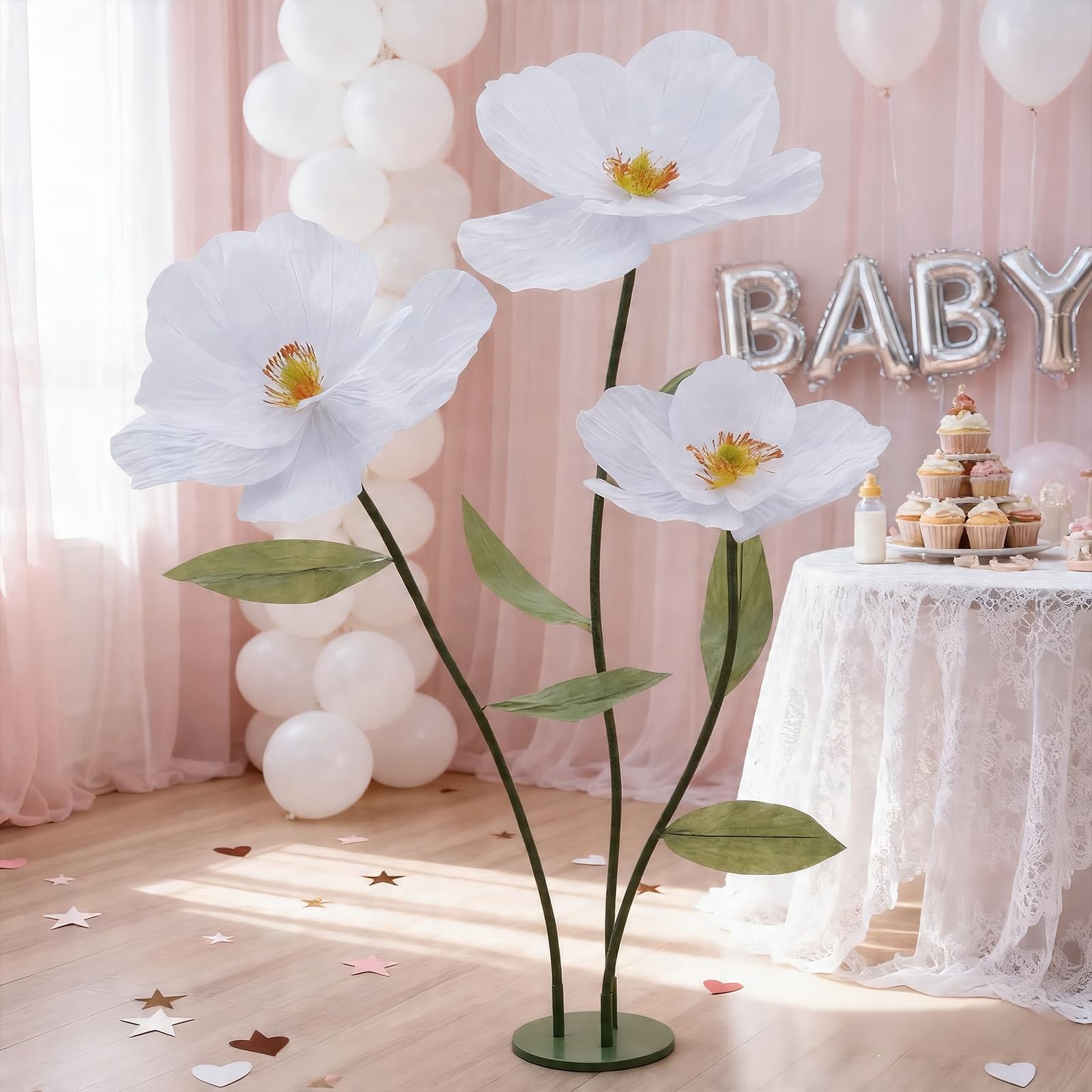 ZHBHYZ Giant Artificial Flowers for Decoration with Stand,Large Paper Flowers…