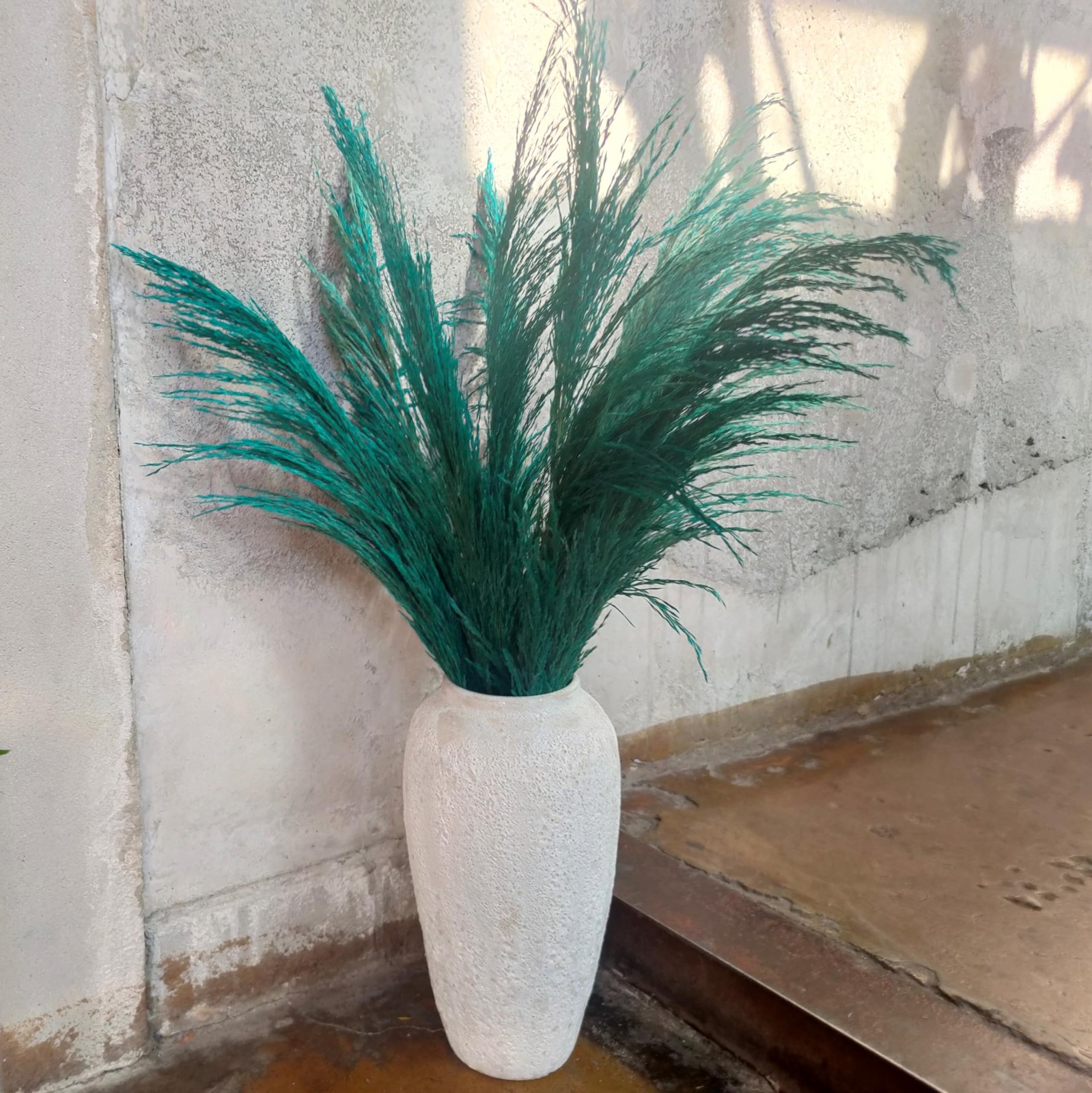 4 PCS 43.3″ Teal Tall Pampas Grass Decor Natural Dried Blue Pompas Floral