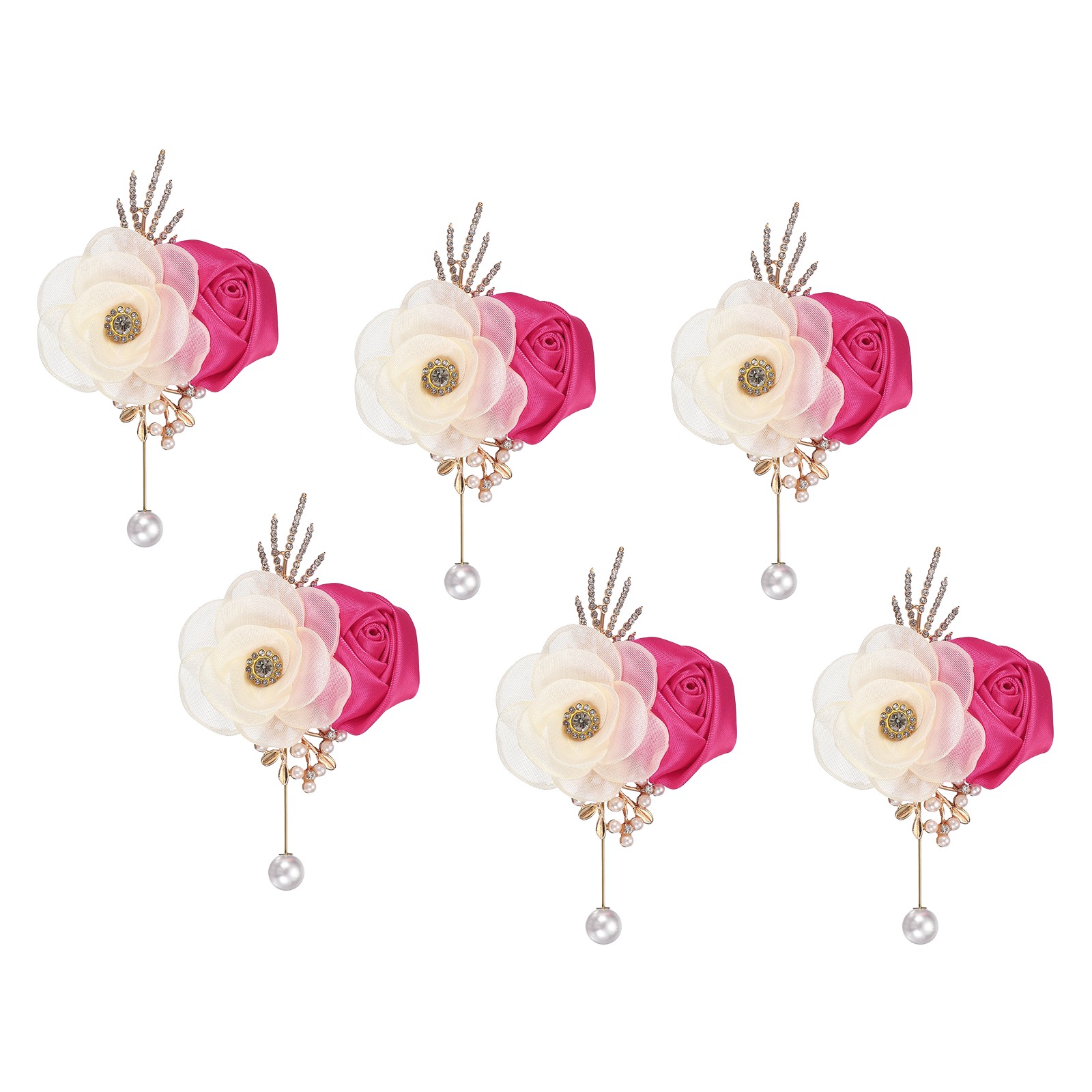 Rose Boutonnieres for Men, 6Pcs Mens Boutonnieres Lapel Flower, Rose Red