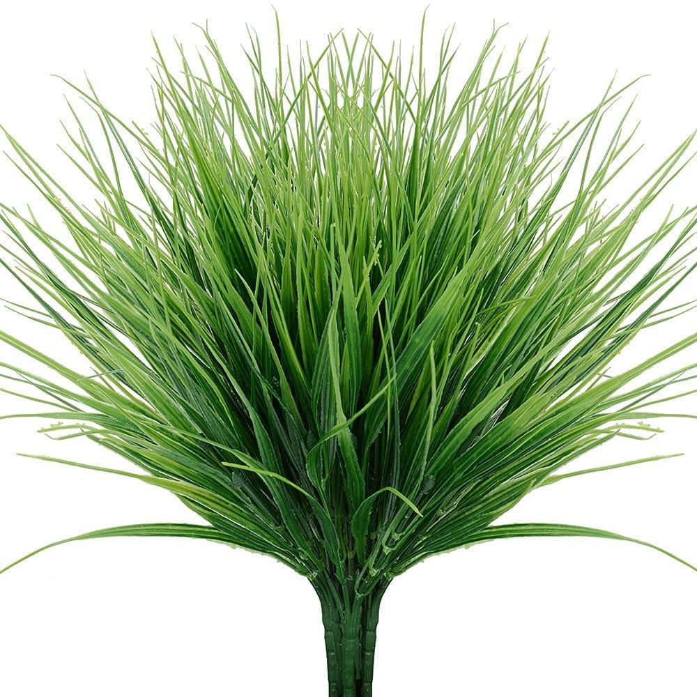 12Pc Artificial Outdoor Wheat Grass UV Resistant Fake Greenery Faux Shrubs Grass