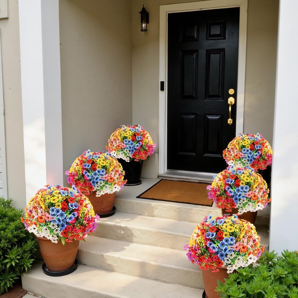 New Best Artificial 16 Bundles Outdoor Flowers for Spring Decoration, Fake Daisy