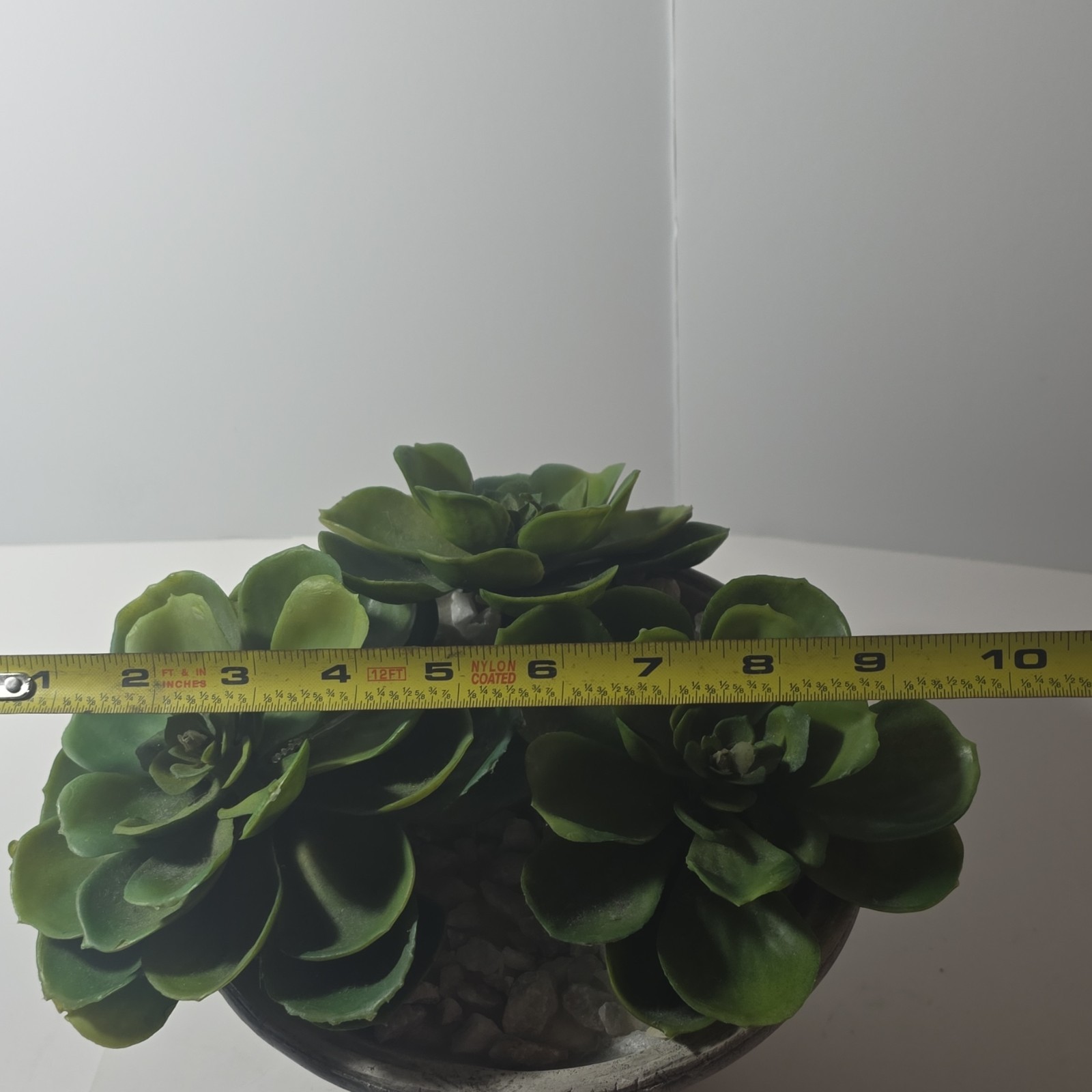 Artificial Succulent Arrangement in Stone Pot, 7″ x 10″, Green Gray Plastic