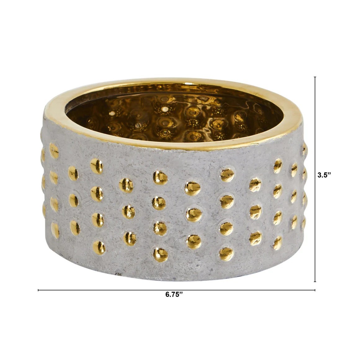6.75″ Regal Stone Hobnail Planter with Gold Accents
