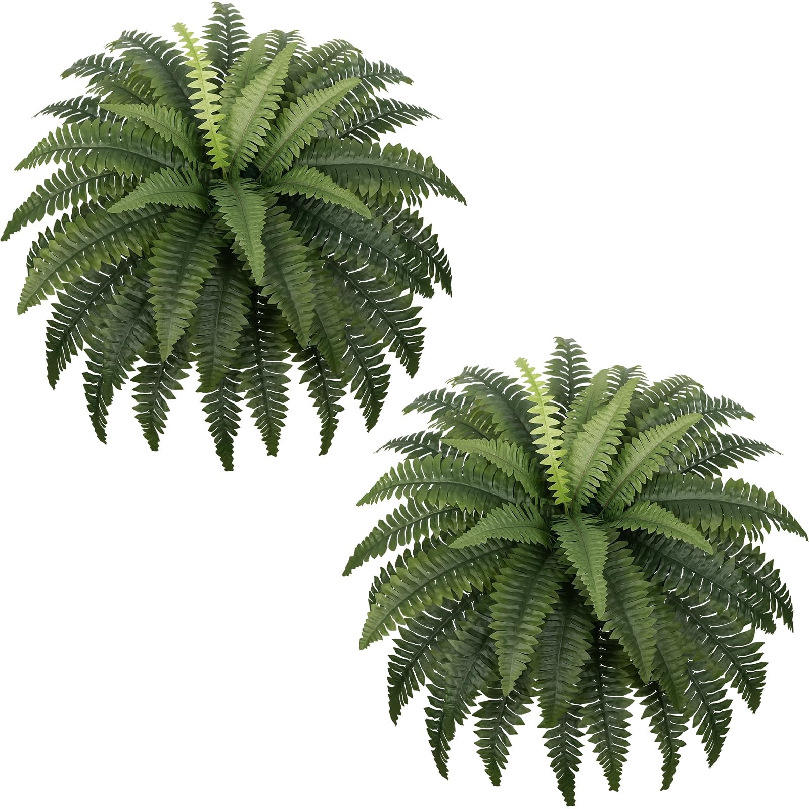 Fake Ferns Set of 2 Faux Boston Ferns Large Artificial Plants, 40 Leaves per…