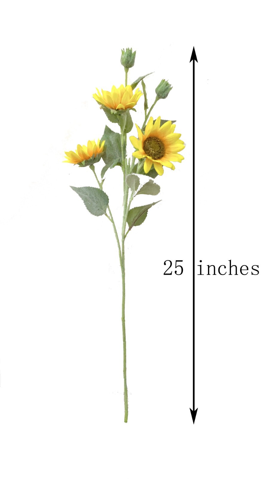 Realistic 5 heads Artificial Sunflowers Long Stems Fake Silk Sunflowers