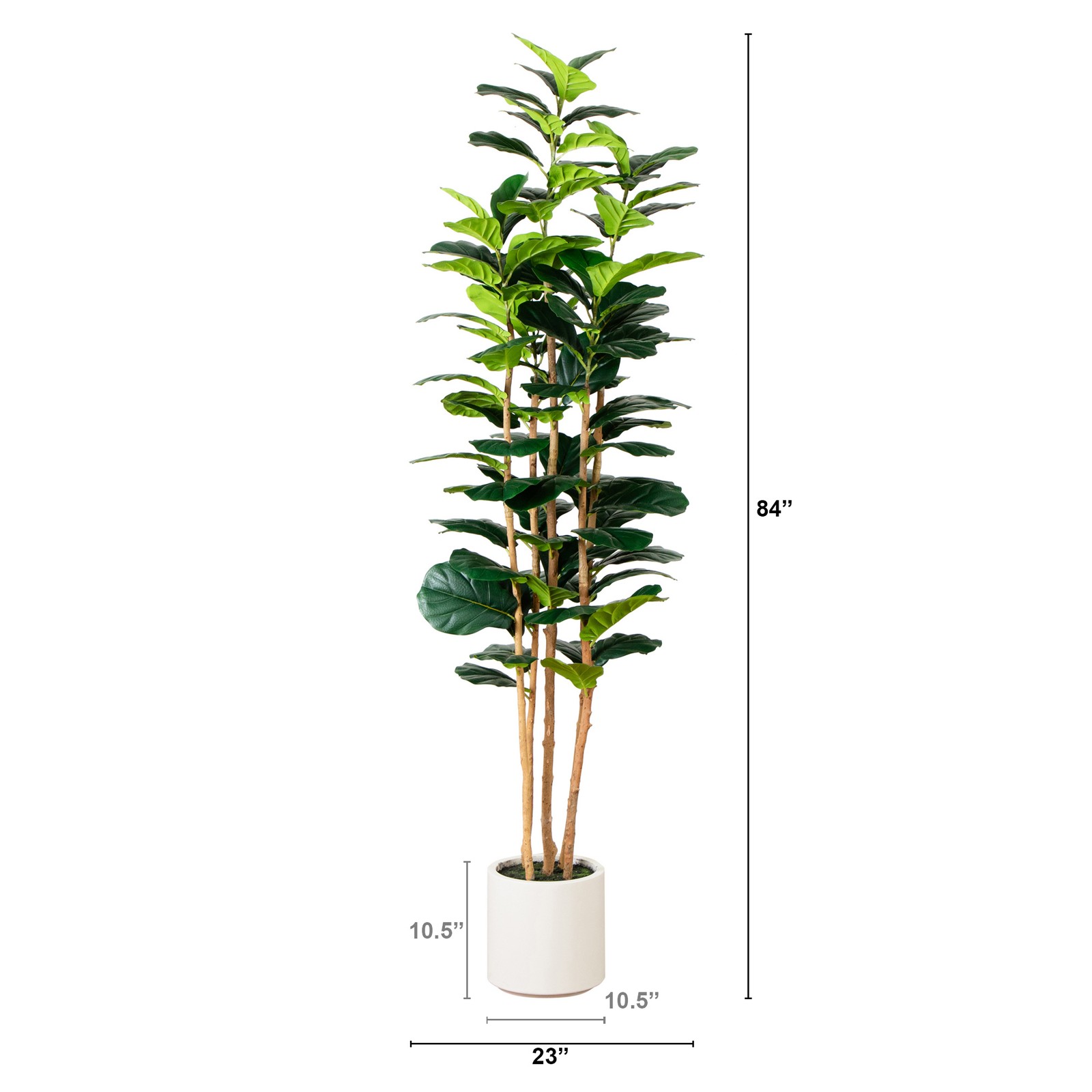 Nearly Natural 7ft Artificial Fiddle Leaf Tree in Decorative White Planter