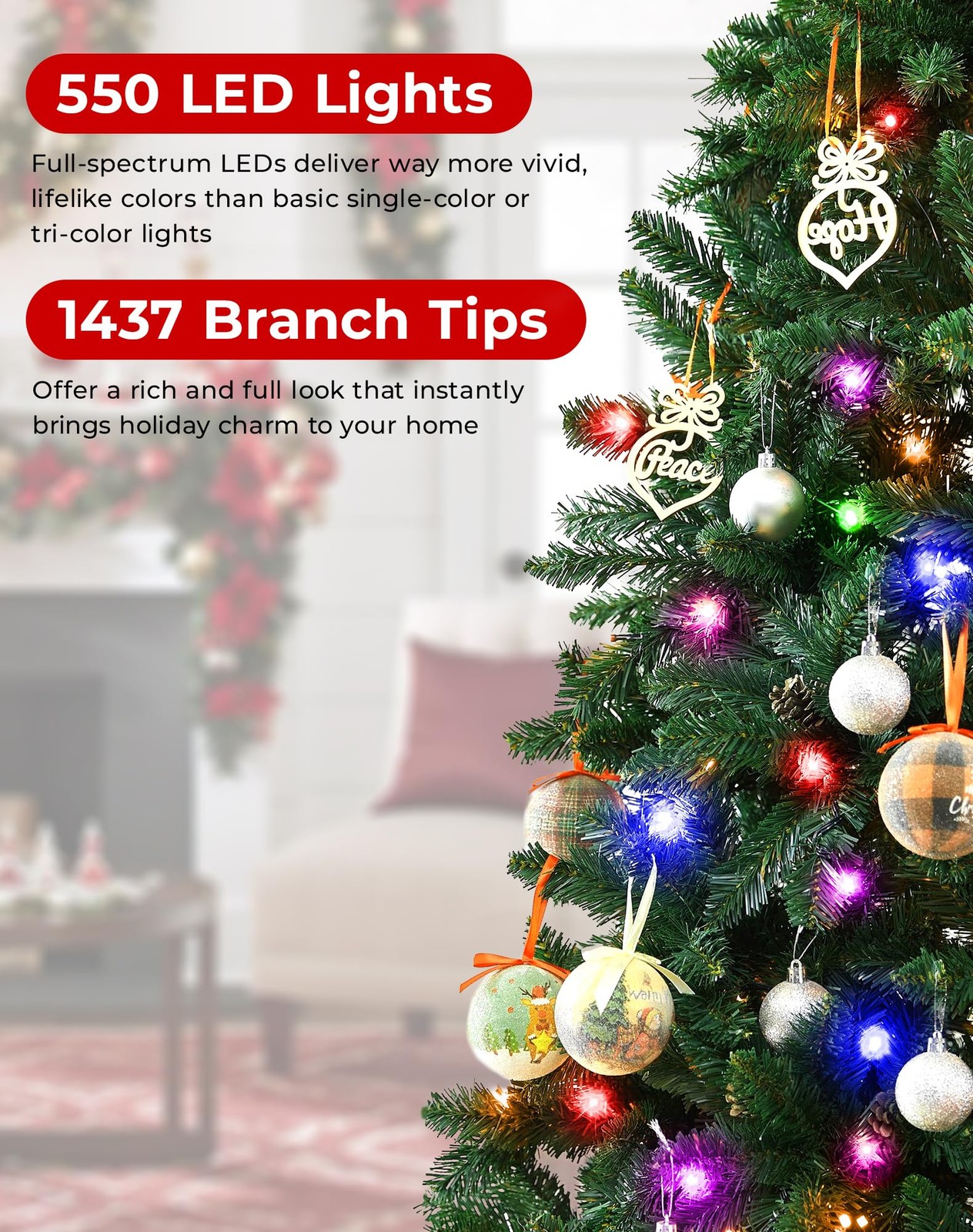 9FT Smart Pencil Christmas Tree with 550 LED Lights – App Control DIY Colors