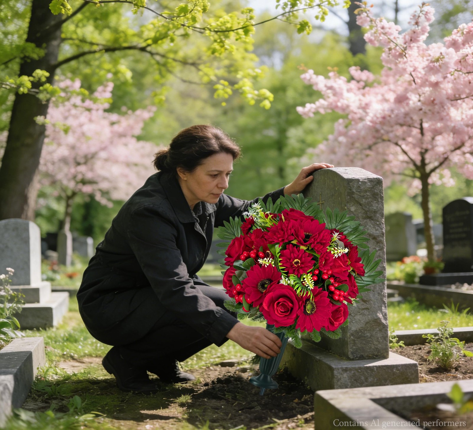 Ariticial Cemetery Headstone Flower -Outdoor Grave Decorations,Mixed Bouquet …