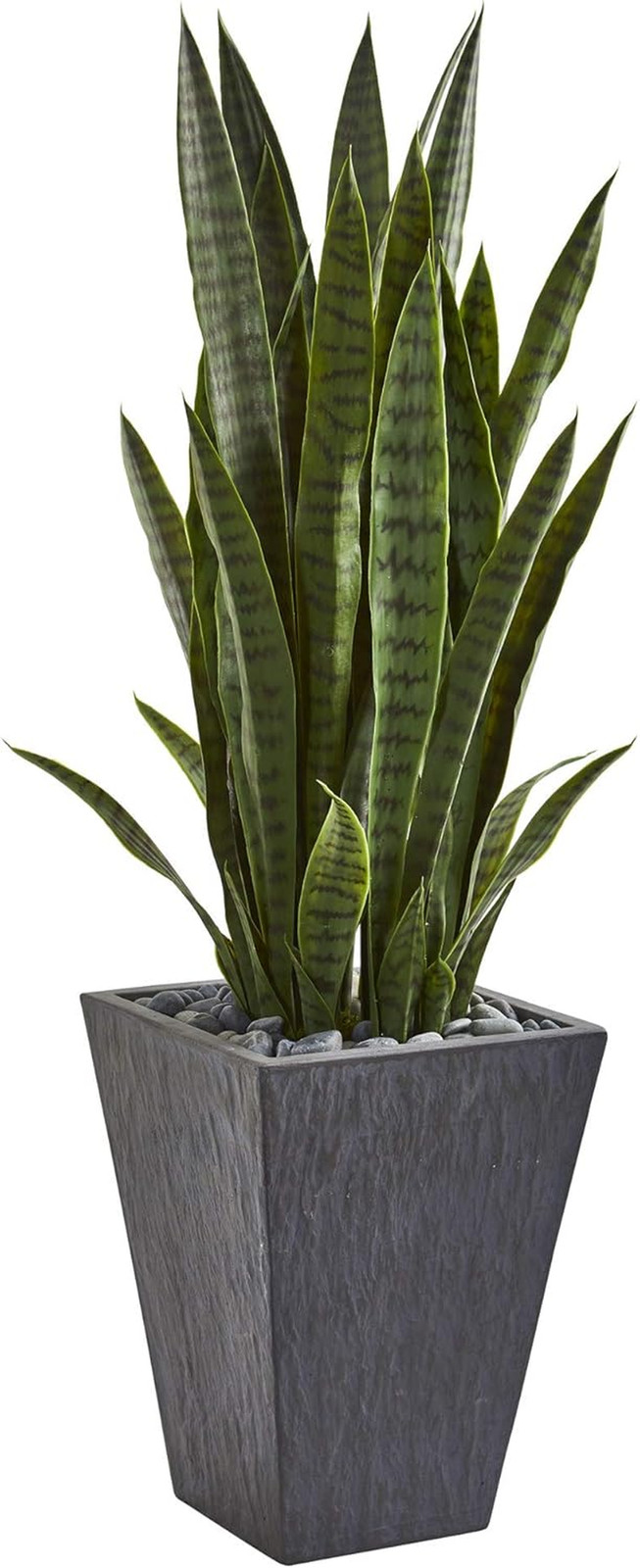 45″ Tall Faux Snake Plant in White Planter – Lifelike Indoor Decor