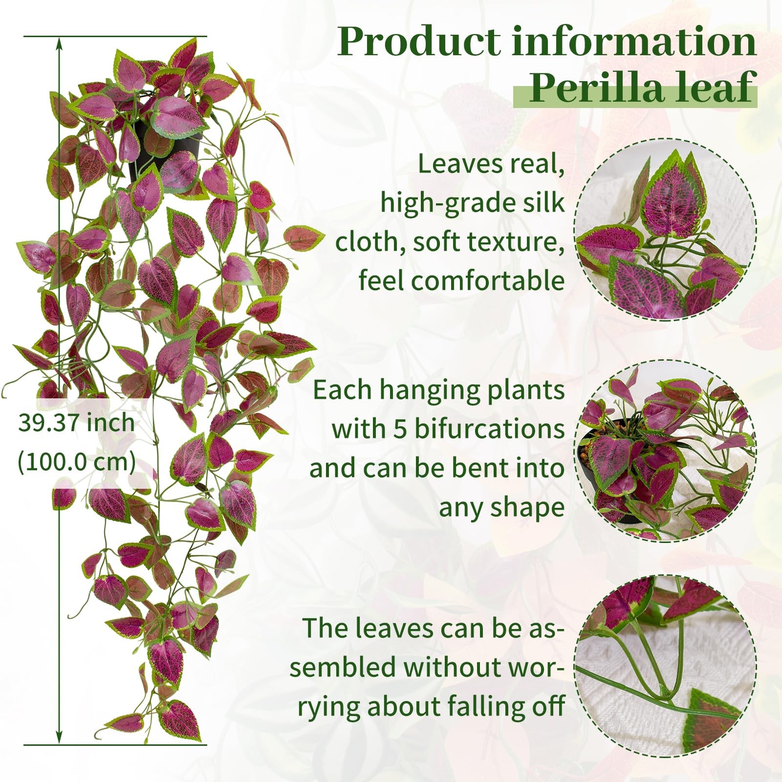 Artificial Hanging Potted Plants, Small Fake Purple Potted Plant Faux Ivy Vin…