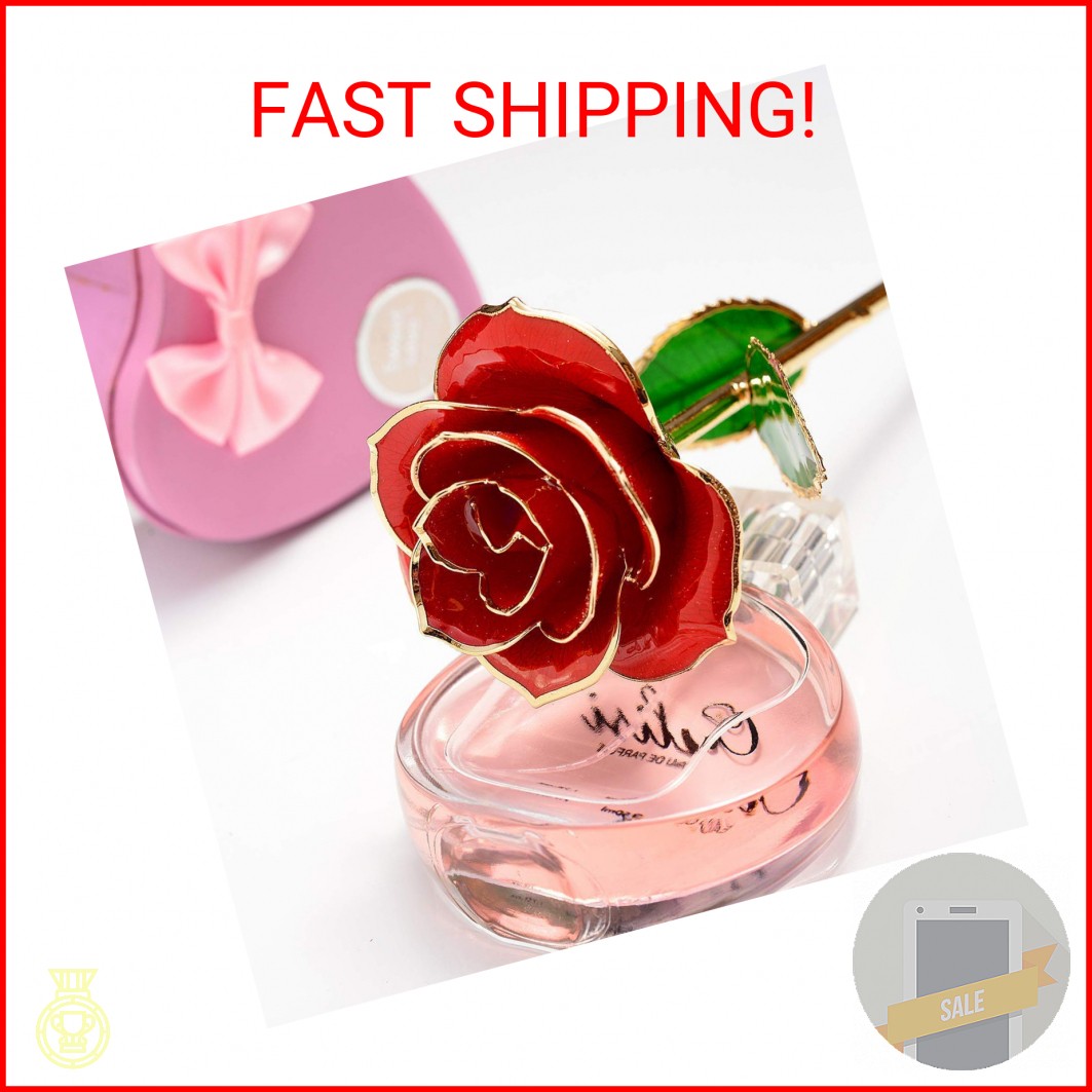 MNIEYU Gold Rose 24K Plated Gold Dipped Rose, Forever Preserved Red Rose Flowers
