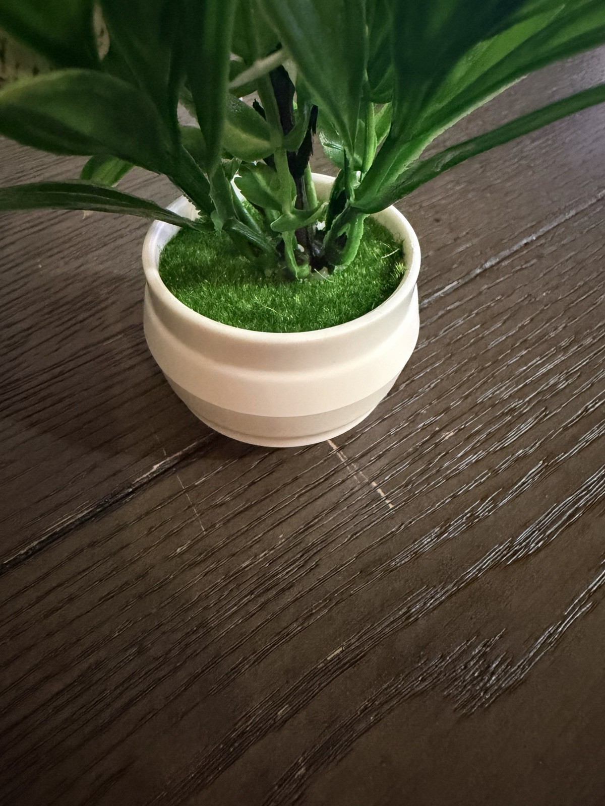 Artificial White Striped Flower Plant in White Pot – Home Décor (SKU 001)