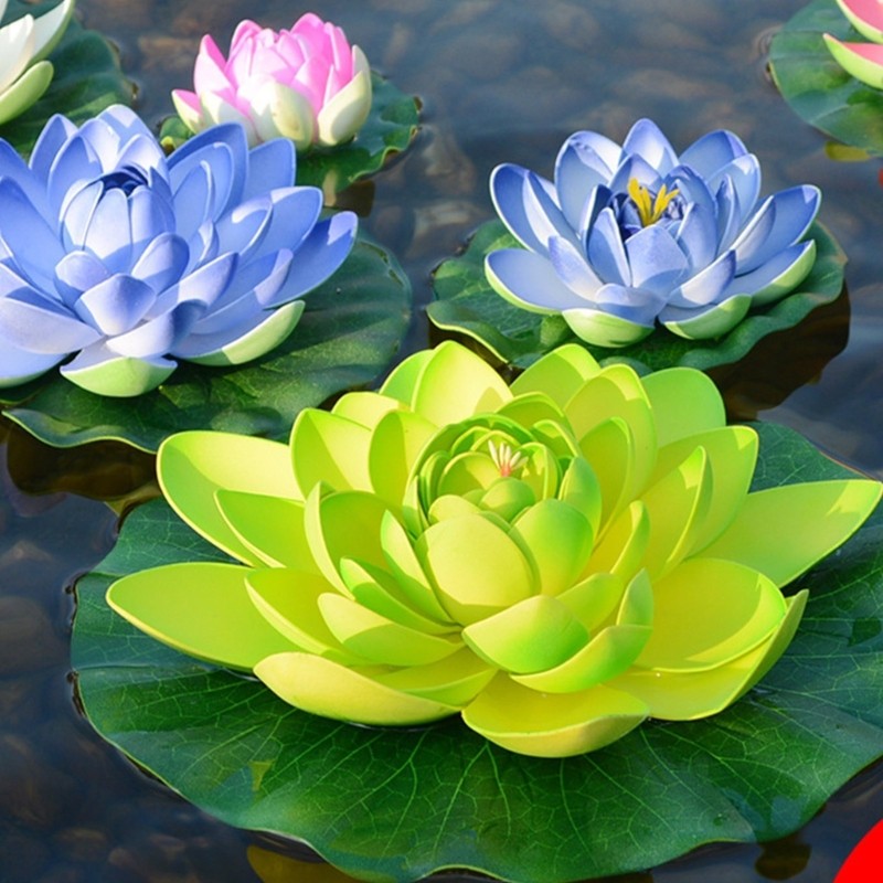 Realistic Water Lilies Flower Portable Flower for Indoor Outdoors Pond Decors