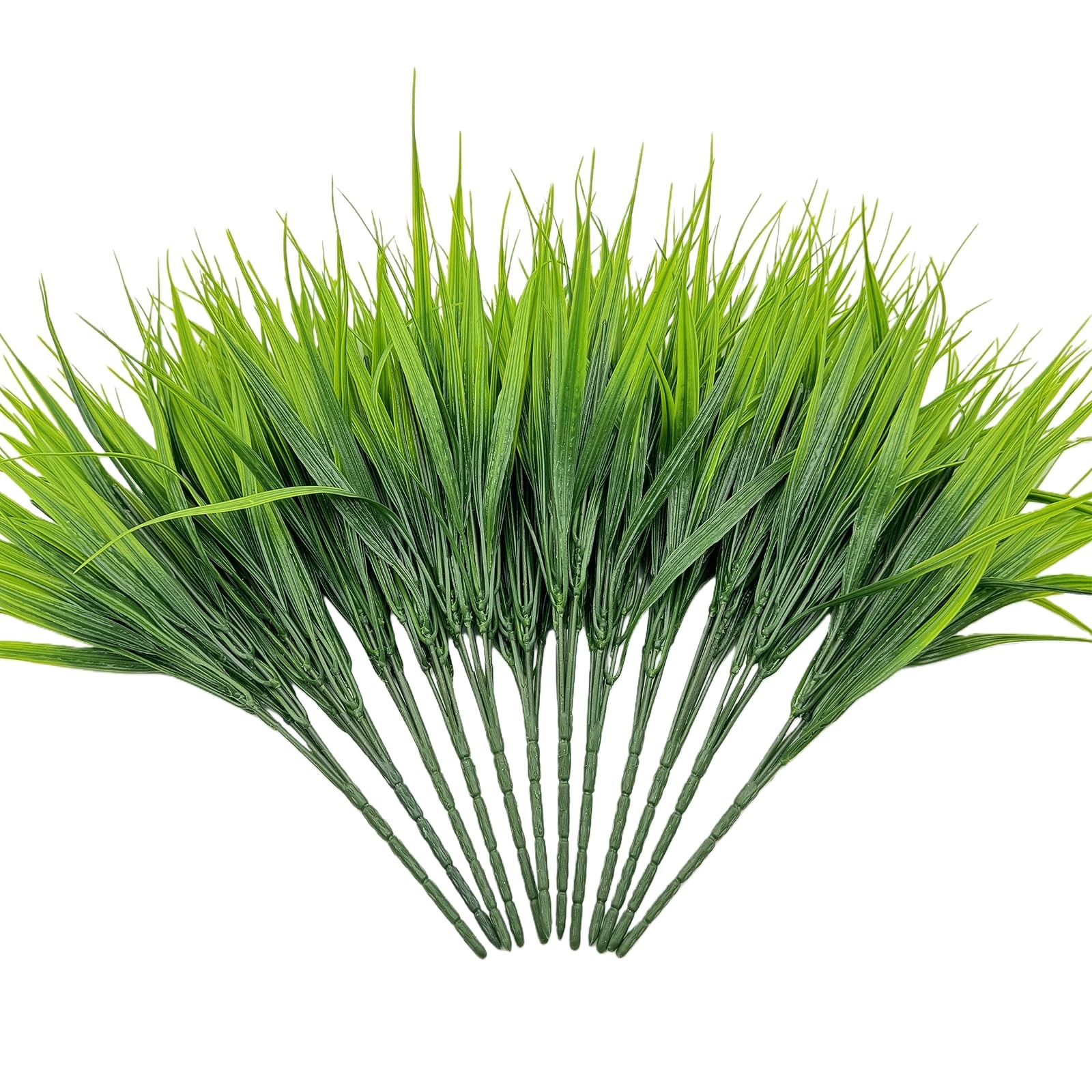 12 Bundles Artificial Grass Fake Plants，Outdoor Fake Grass for Pot UV Resista…
