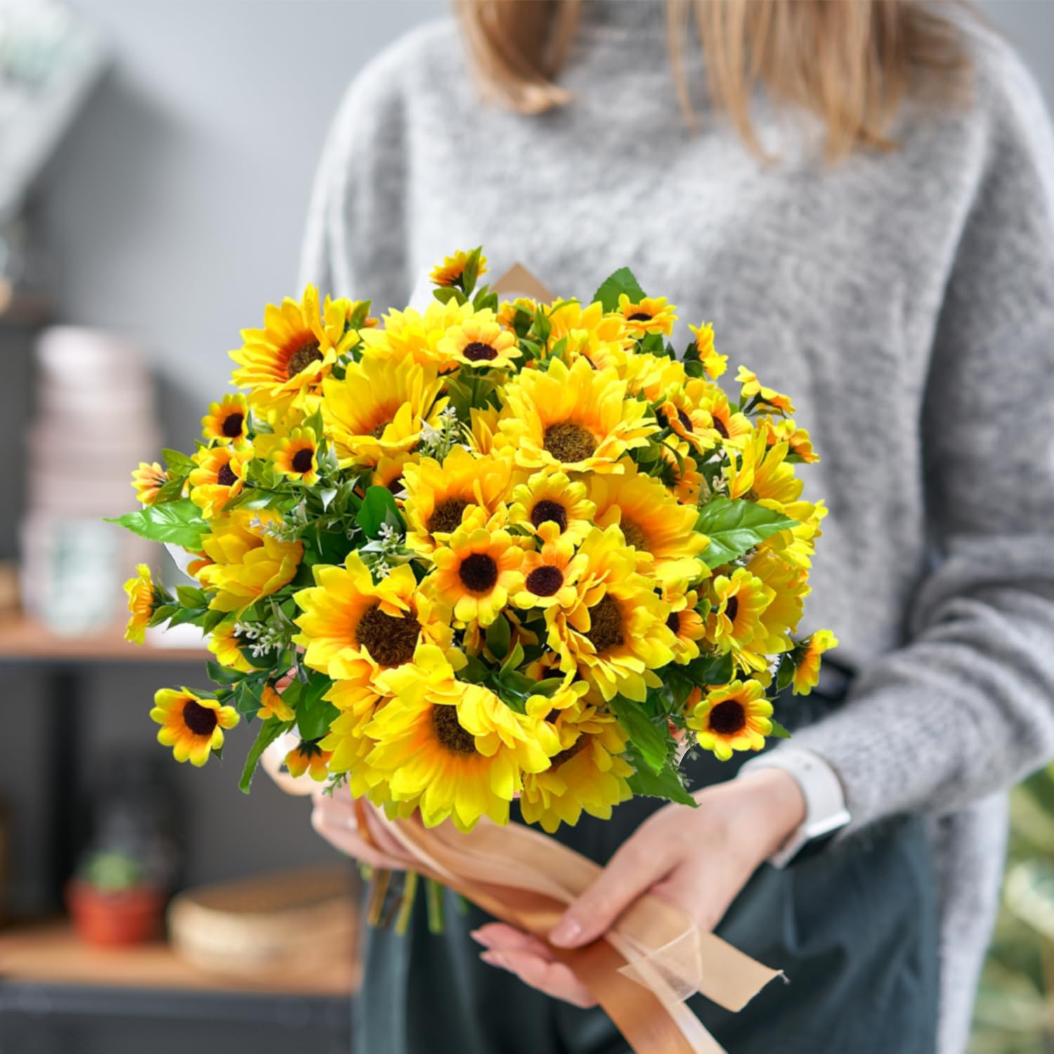 20 Pack Faux Sunflowers for Wedding, Home, Kitchen & Birthday Decor