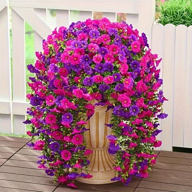 Artificial Violet Flowers with Ground Spike Fake Plants Garden Patio Yard Decor