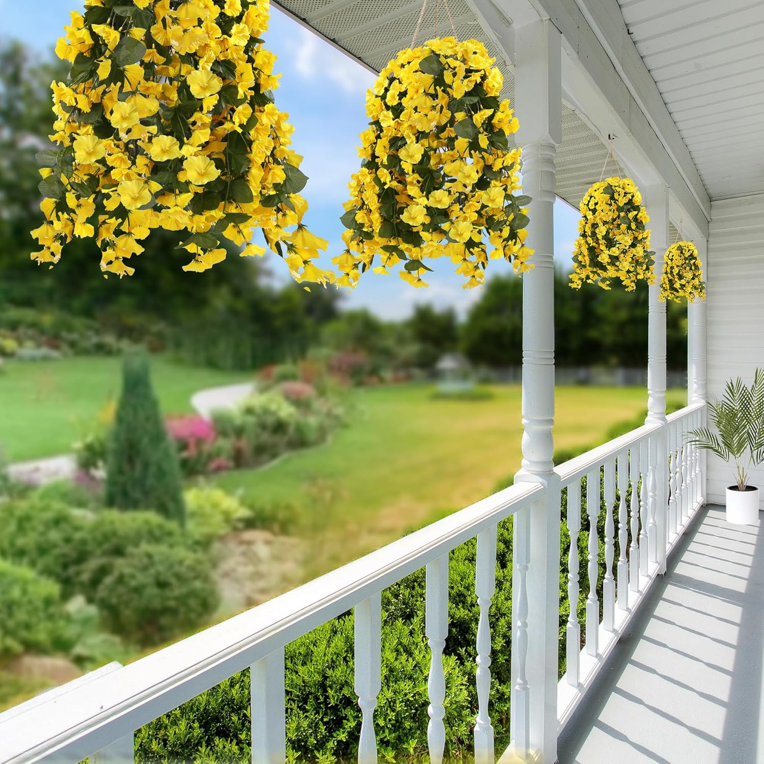 Sggvecsy Artificial Fake Hanging Flowers Plants for Outdoor outside Spring Summe