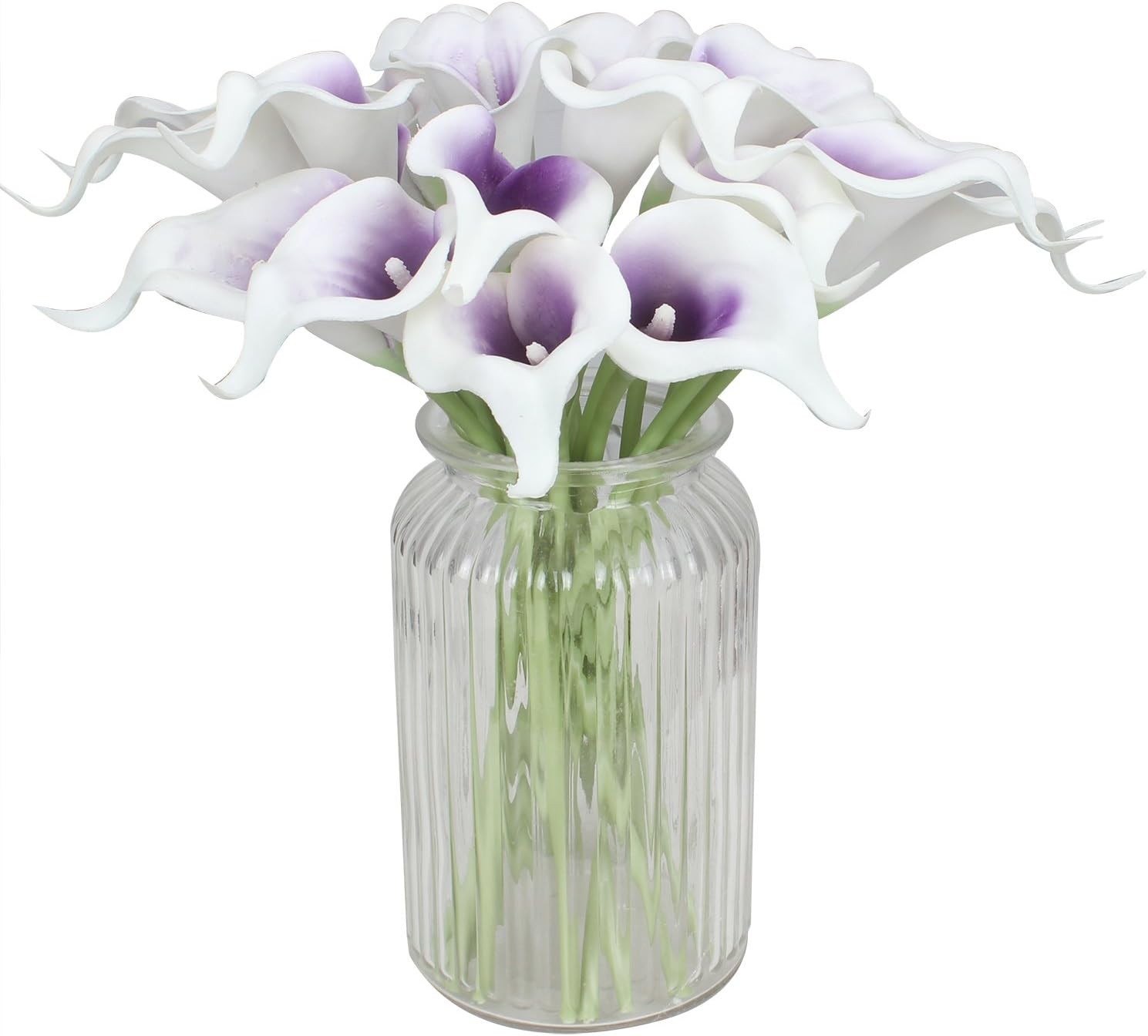 20pcs Calla Lily Artificial Flowers for Wedding and Party Decor in Purple White