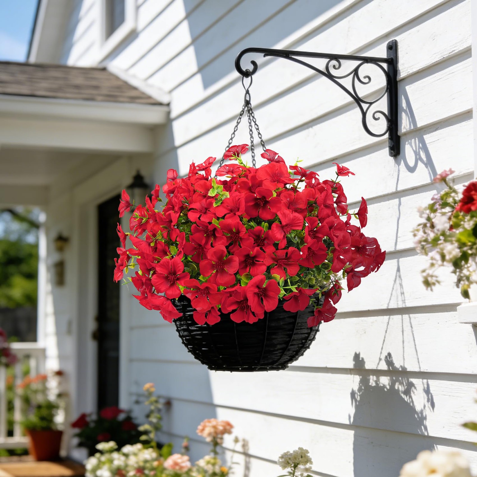 12 Pcs Artificial Geranium Flowers for Outdoors, Fake Silk Flowers UV Resista…