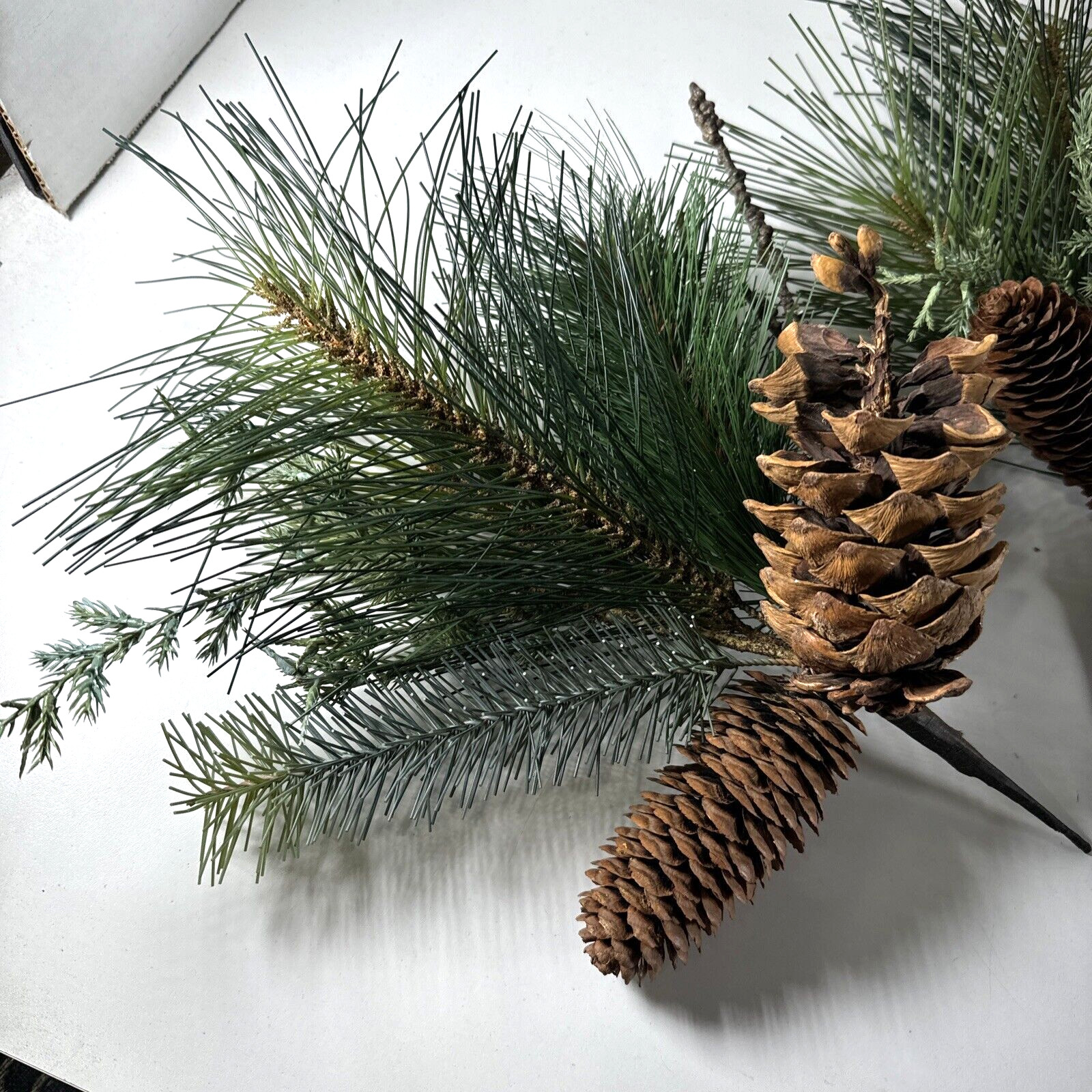 4X ESTATE Vintage PIER 1 Pinecone Stems Faux 13″ Branches CHRISTMAS DECOR