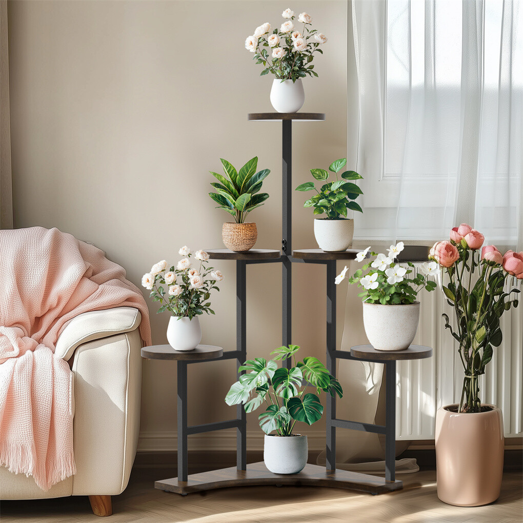 6 Tiers Triangle Corner Plant Stand Flower Pots Holder Rack Indoor Outdoor Patio