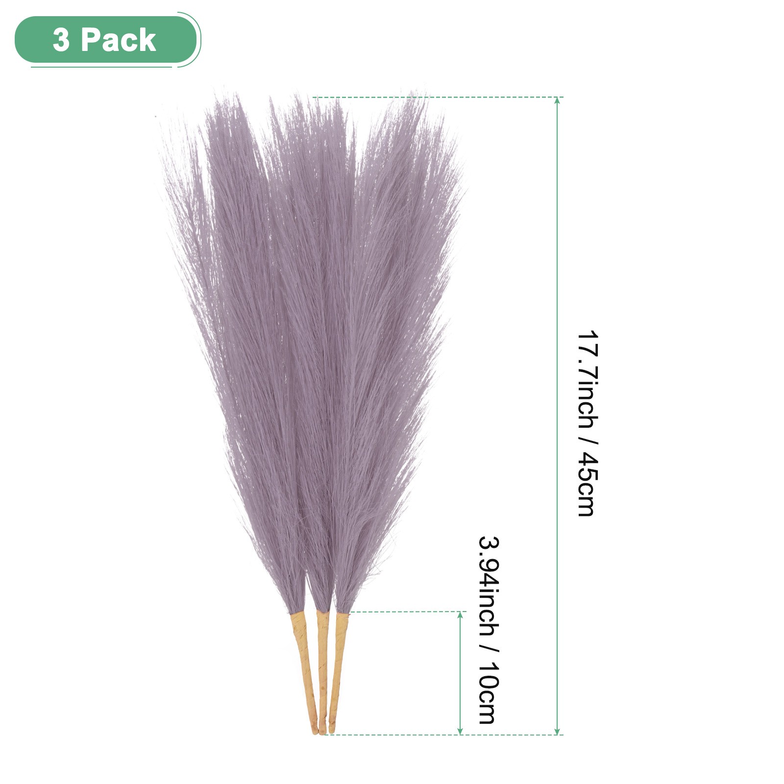 3-Pack Faux Pampas Grass 21.7 Inch for Home Decor/Wedding [Purple]