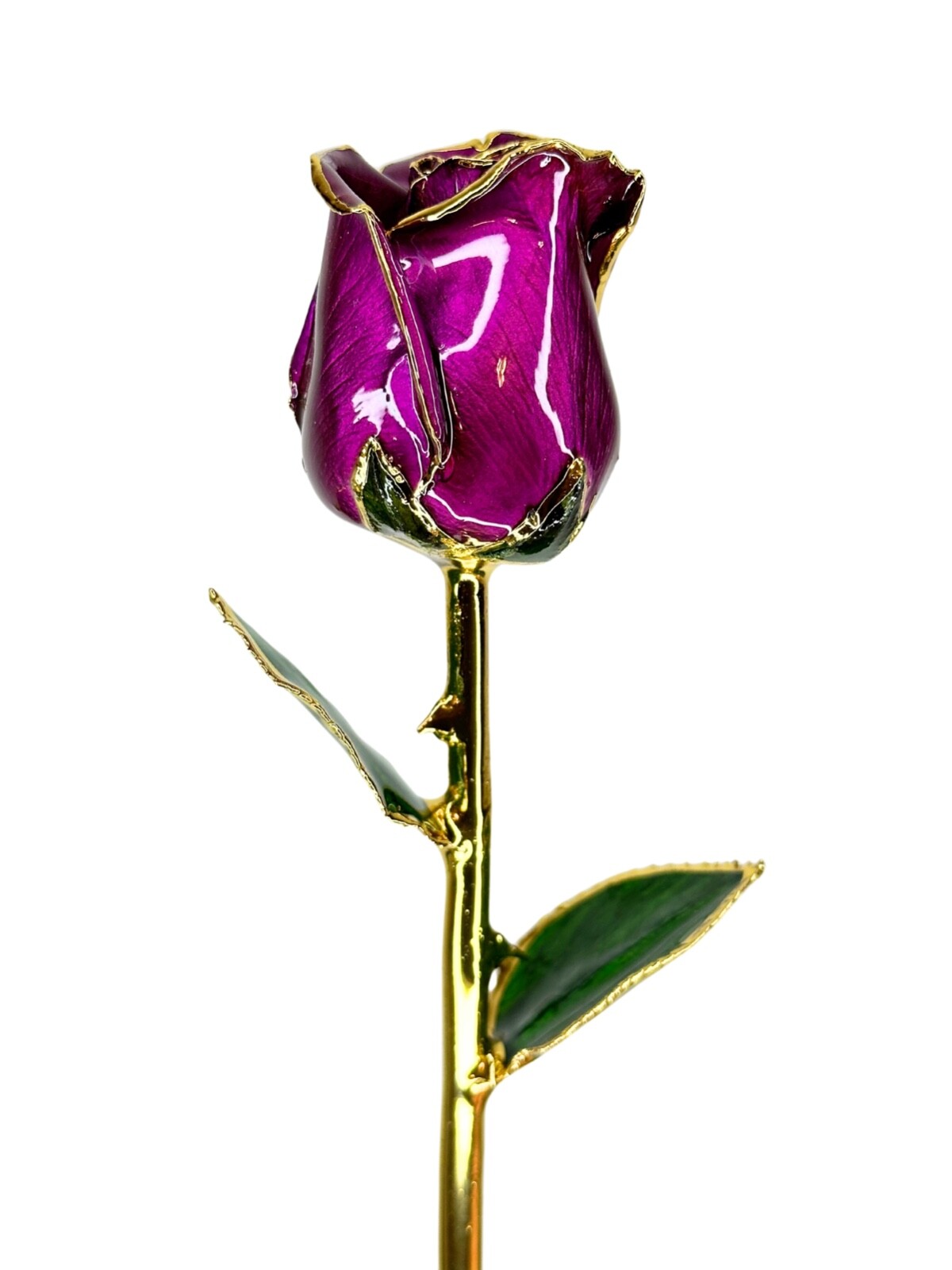 Purple Everrose- Closed 30cm Real Rose Dipped in 24k Gold Foil Rose Valentine