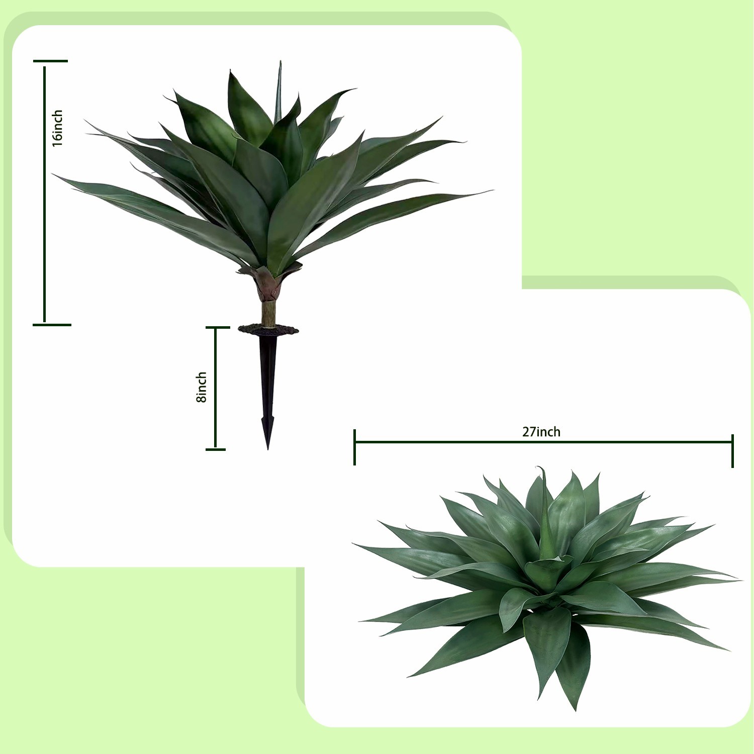 2 Pack Artificial Agave Ground Stakes, Outdoor Garden Landscaping Patio Decor