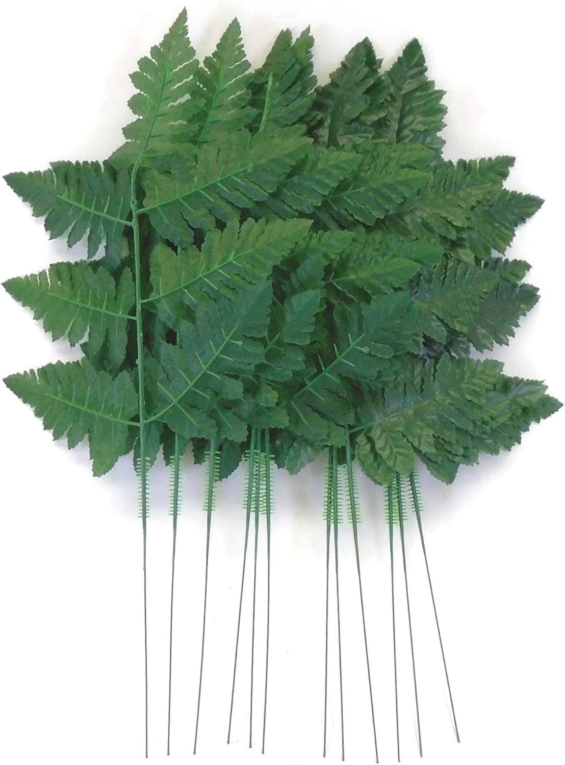 24 PCS 16 Inch Green Leather Fern Artificial Silk Leaf Plant Greenery Decor