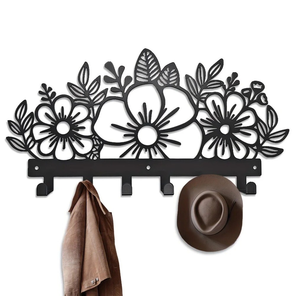 Rustic Metal Wall Mounted Coat Rack Art Hanger Hallway Decor