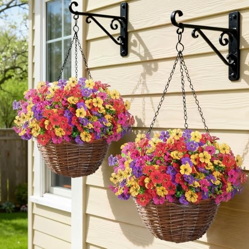 Artificial Flowers for Outdoor 24 4 Mix Color(fuchsia Purple Yellow Red)