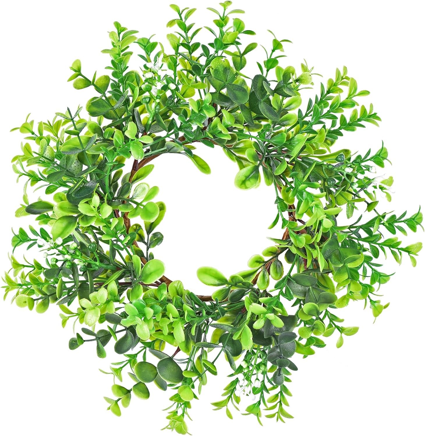 Artificial Boxwood Wreath Kitchen Cabinet Wreaths Faux Green Leaves Decor Indoor