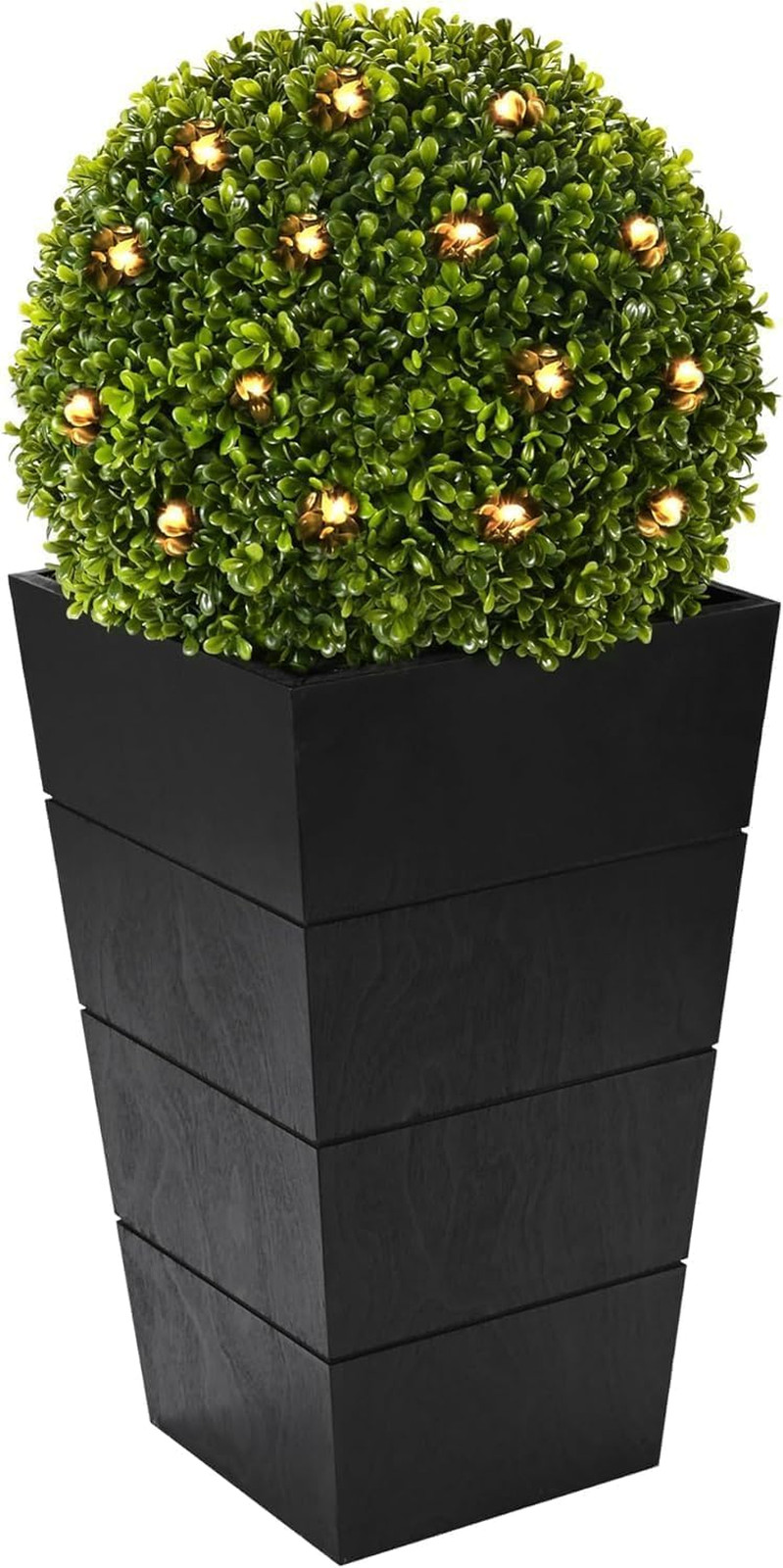 29″ LED Artificial Boxwood Topiary Tree for Home & Office Decor