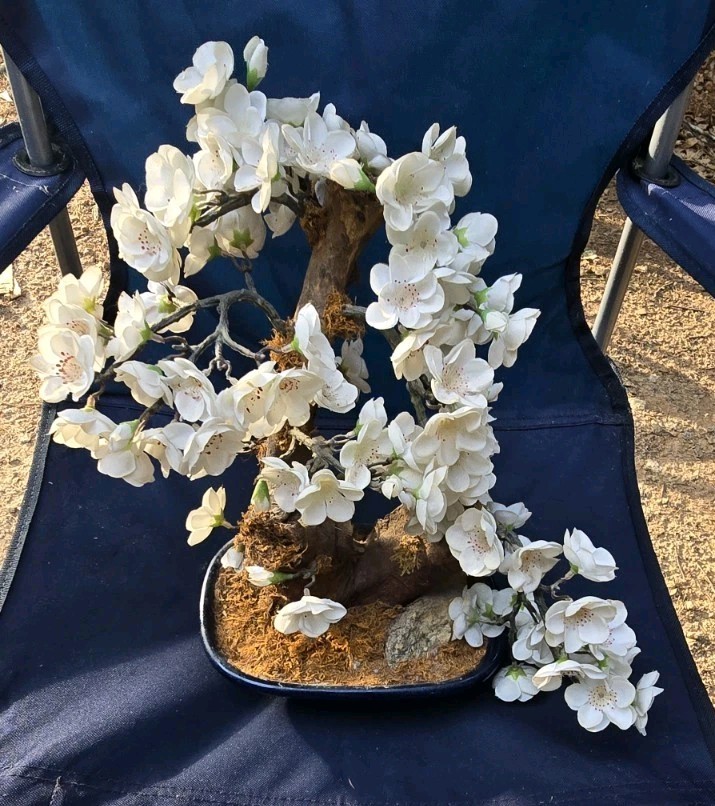 14″ Artificial Bonsai Cherry Blossom Plant in Planter