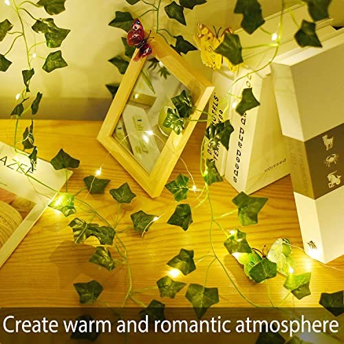 4 Pack Vine with Lights, 80 LED Artificial Ivy Garland with Ivy Leaf (4 Pack)