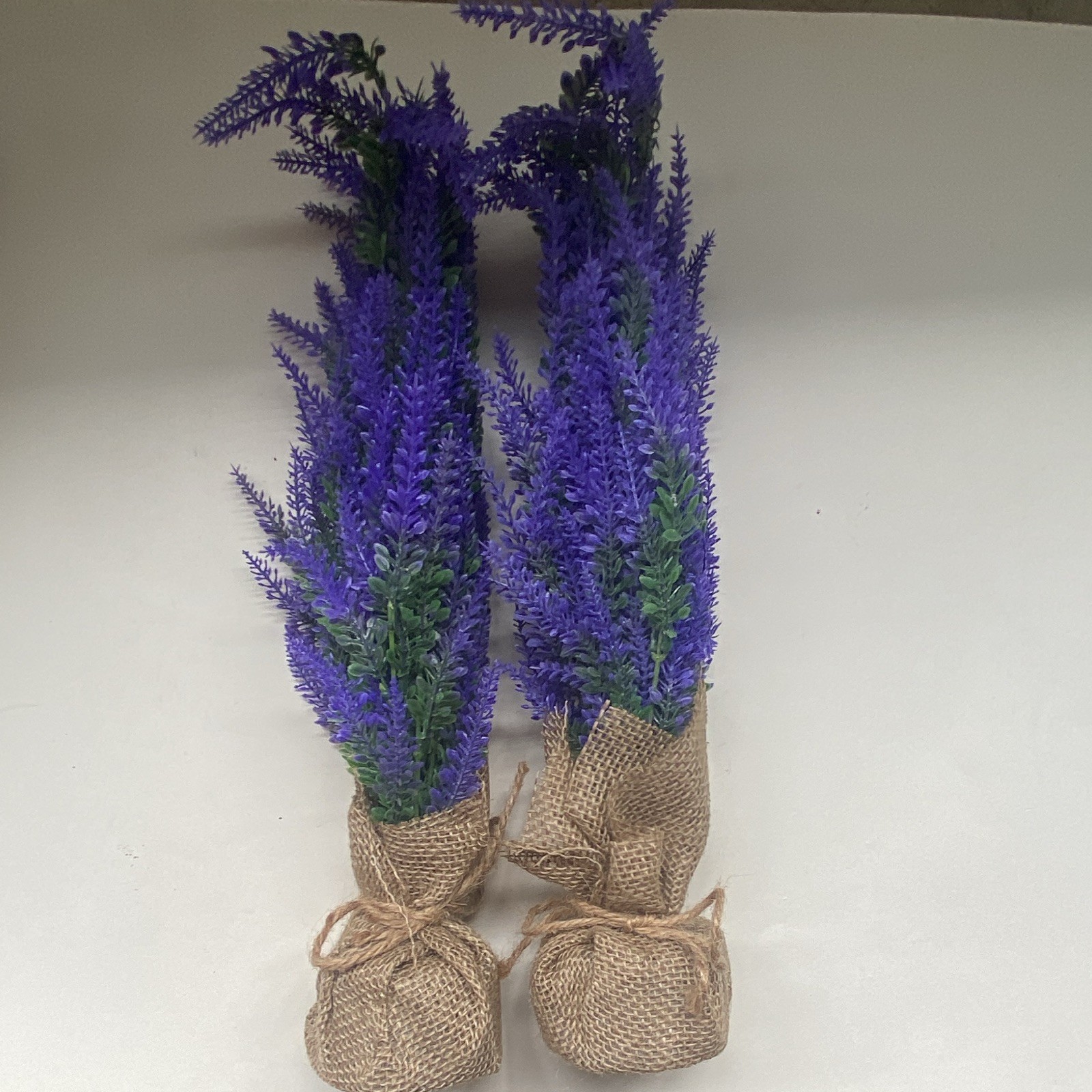 FunouHome 2pcs Artificial Lavender Bouquet w/ Base Purple/Green/Beige 11in