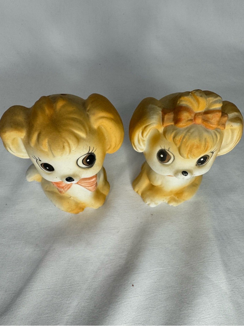 Vintage Big Eye Puppy Dog Salt & Pepper Shakers Set Retro Kitsch Japan Style
