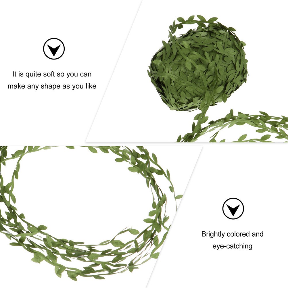1Pc Simulation Rattan Adornment Green Leaf Garland for Holiday and Home Decor
