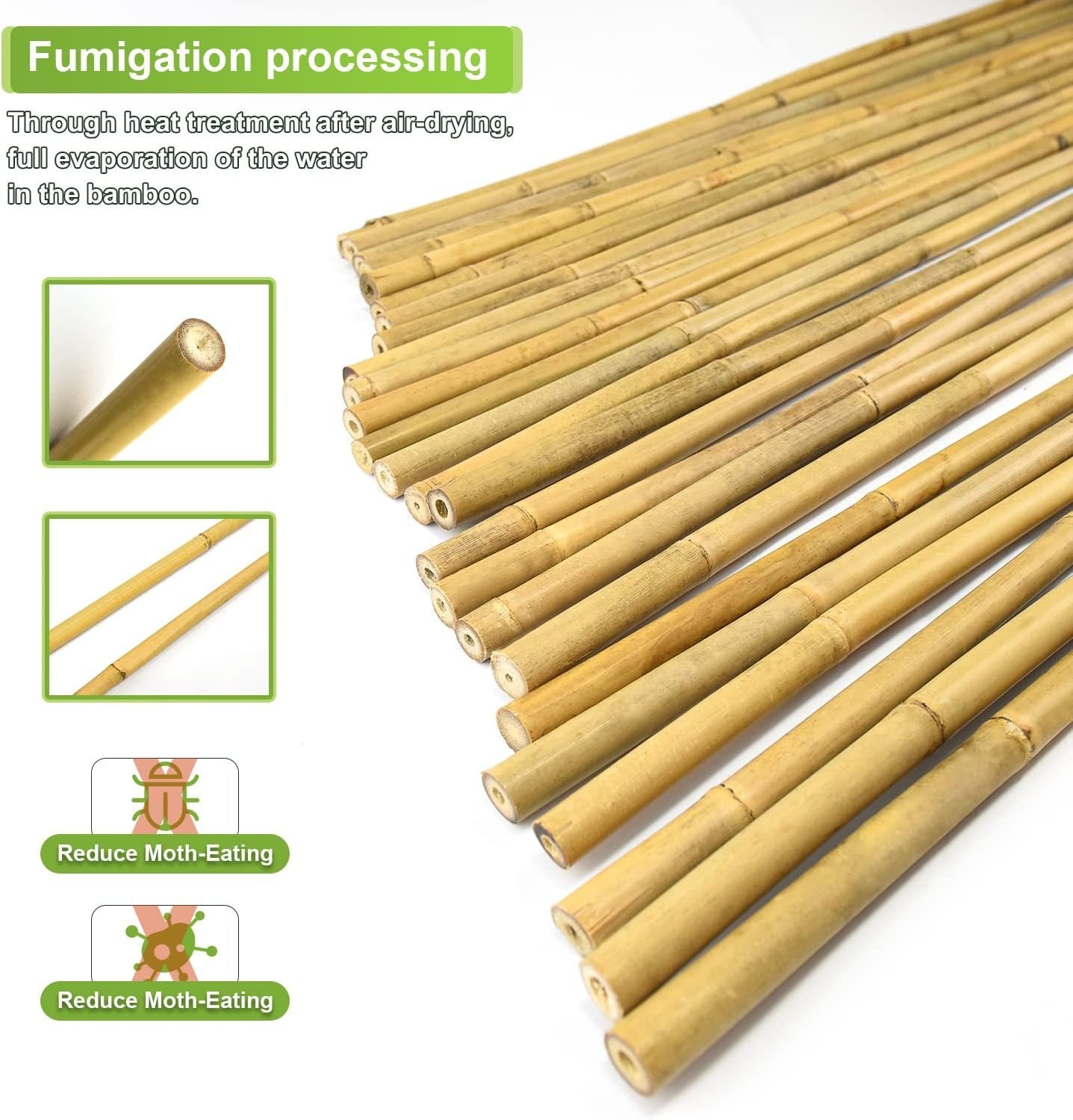 25Pcs 1/2″ D Thicker Heavy Duty Bamboo Stakes 4Ft Plant Stakes Natural Garden St