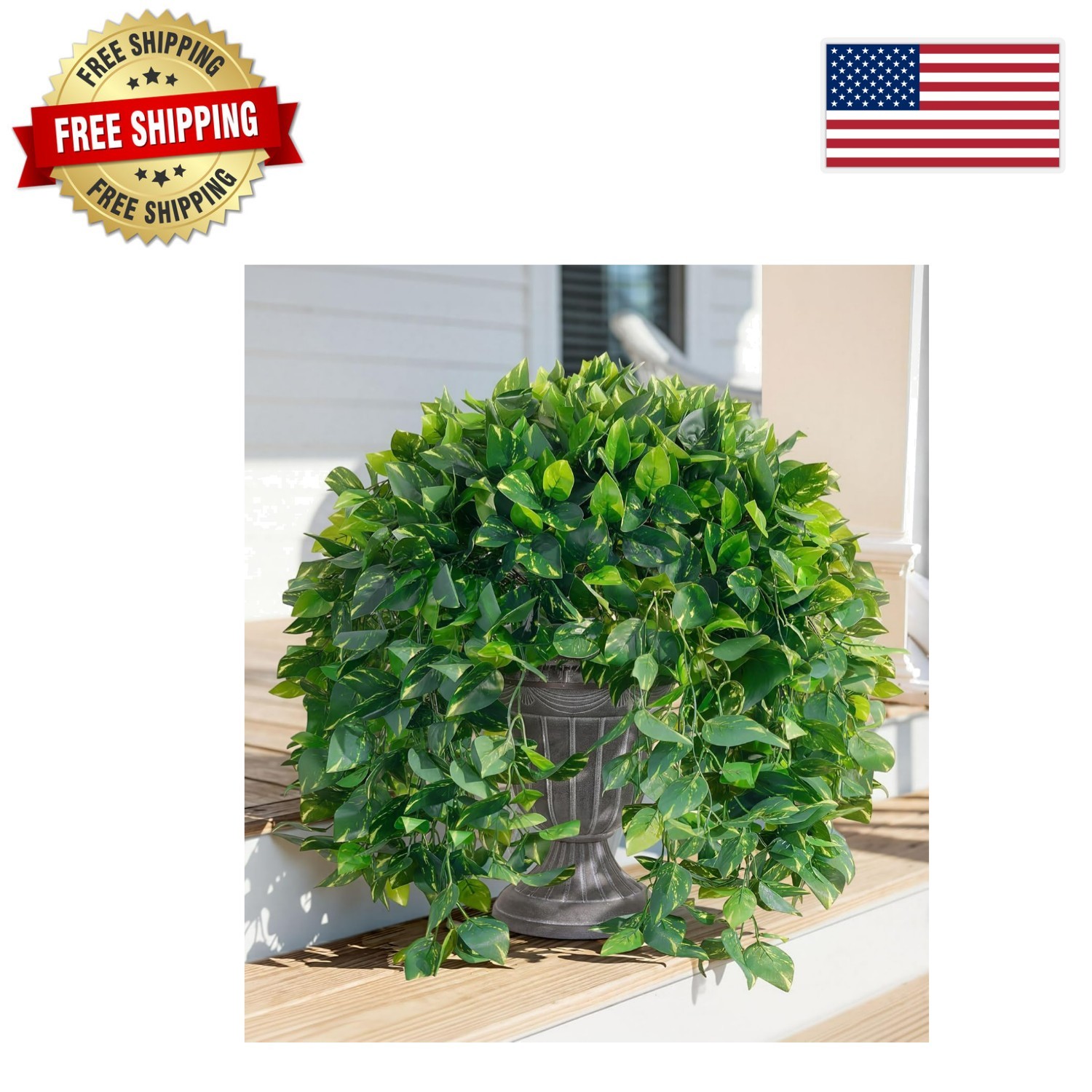 Lifelike Outdoor Faux Pothos Vines – 2 Pcs Green Decor for -Round Elegance