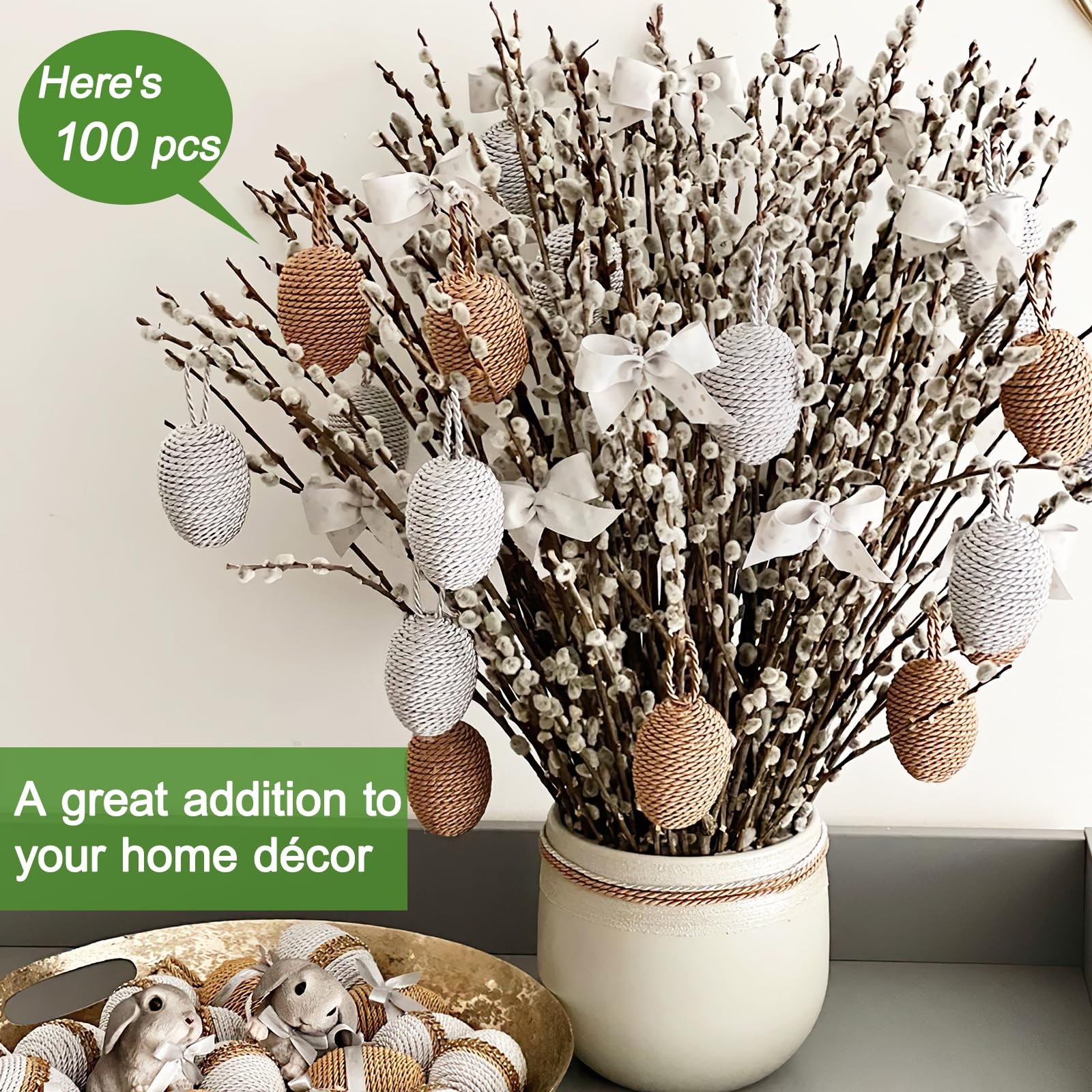 Dried PussyWillow Branches 60 Stems 17″ White Flowers Indoor Outdoor Decor