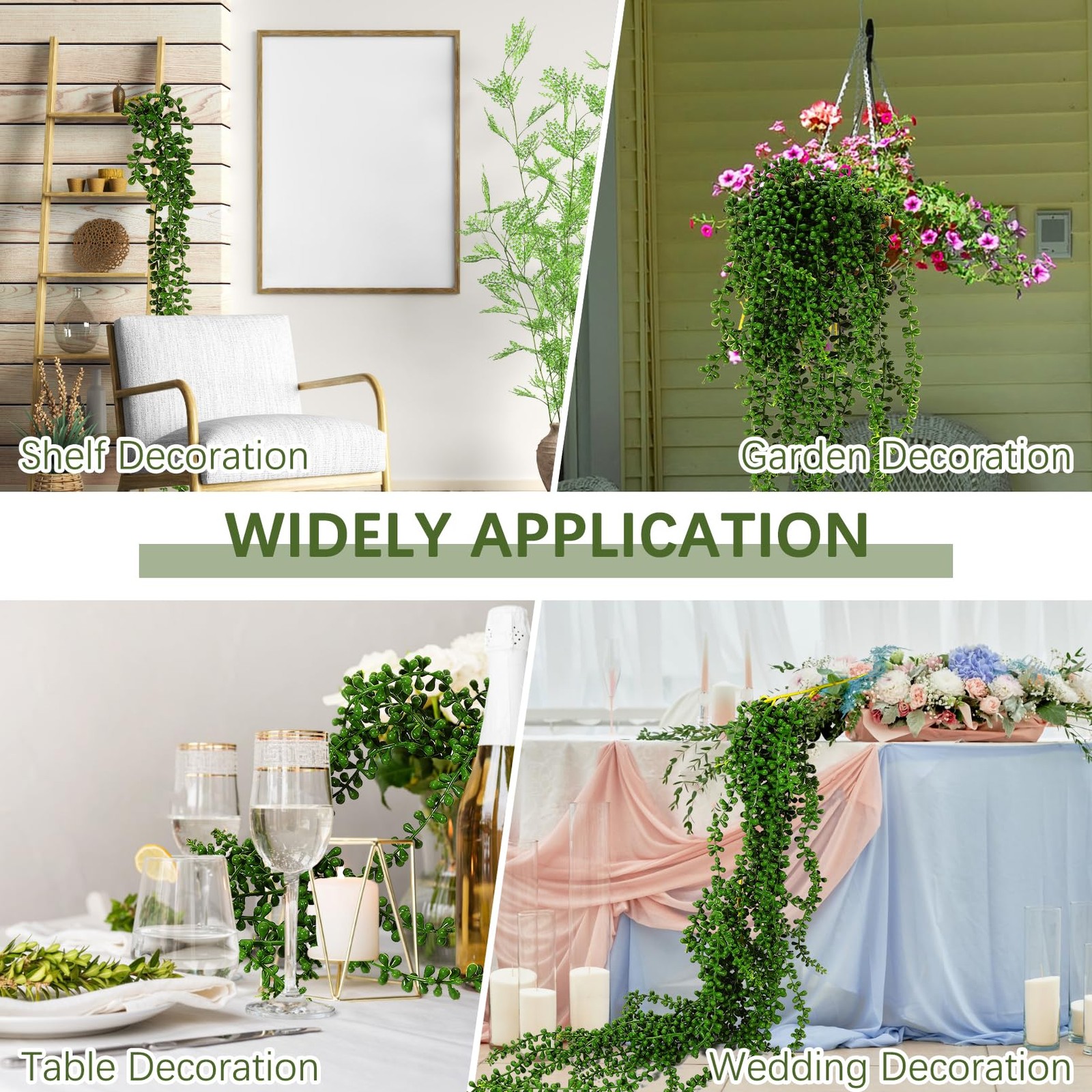 6 Pcs String of Pearls Plant Artificial Hanging Succulents Plants,Fake String…